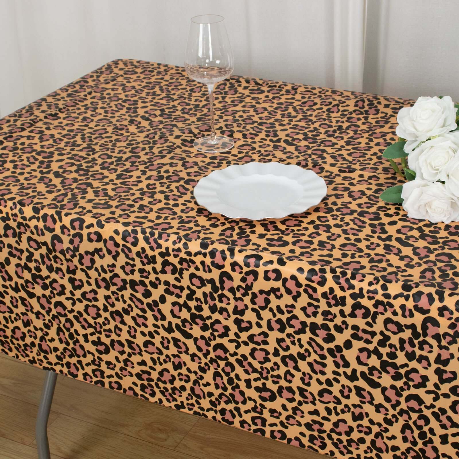 5-Pack Disposable PVC Animal Theme Rectangle Table Covers - Perfect for Safari Parties
