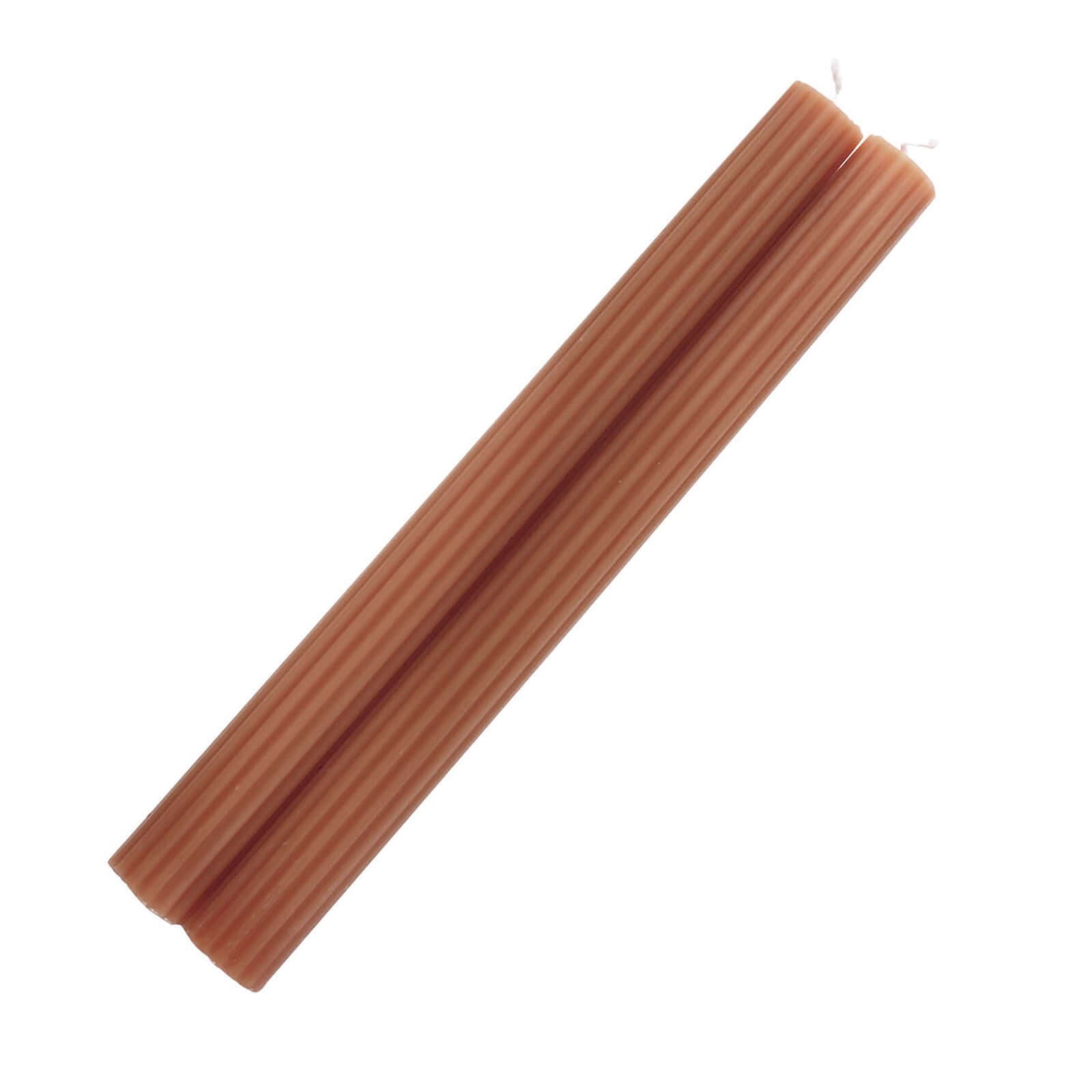 Premium Beige 5-Pack Unscented Ribbed Taper Dinner Candles, 9 Inches
