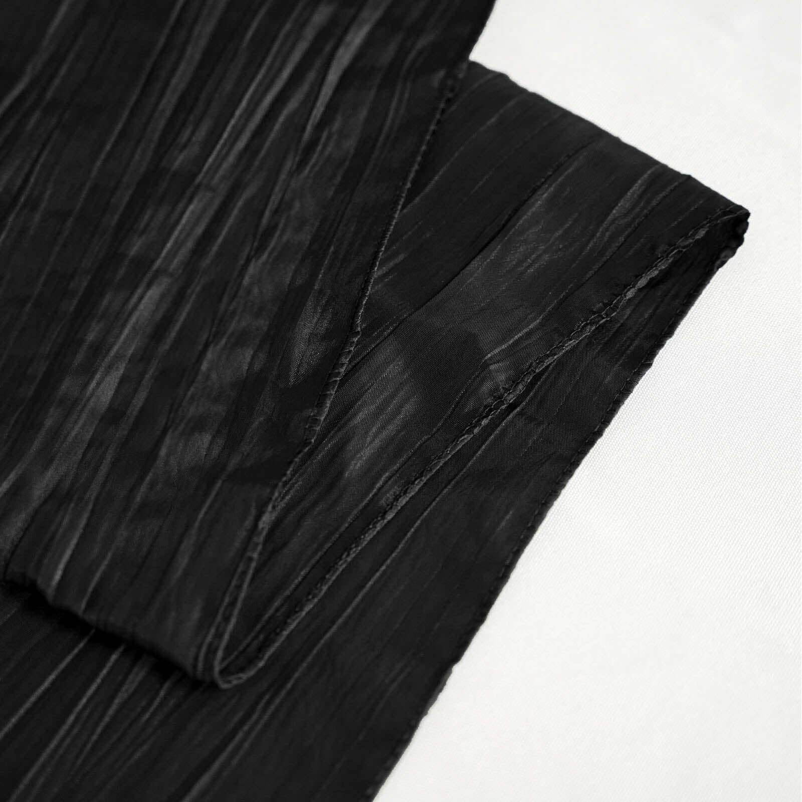 Black Accordion Crinkle 90x90 Square Taffeta Table Overlay Tablecloth