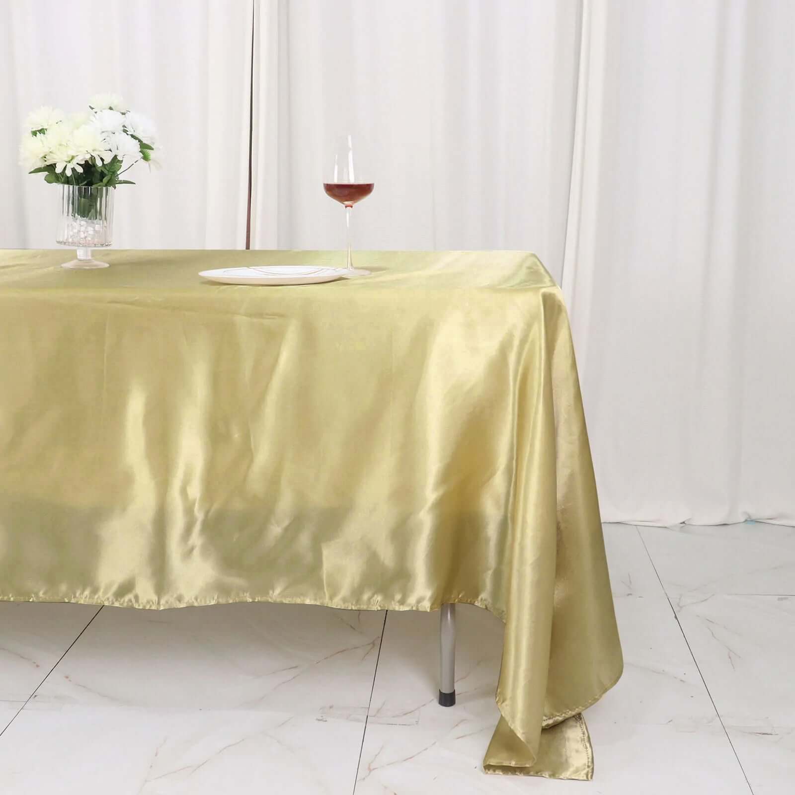 Champagne Satin 60x126 Rectangular Tablecloth - Smooth, Lustrous & Great Value
