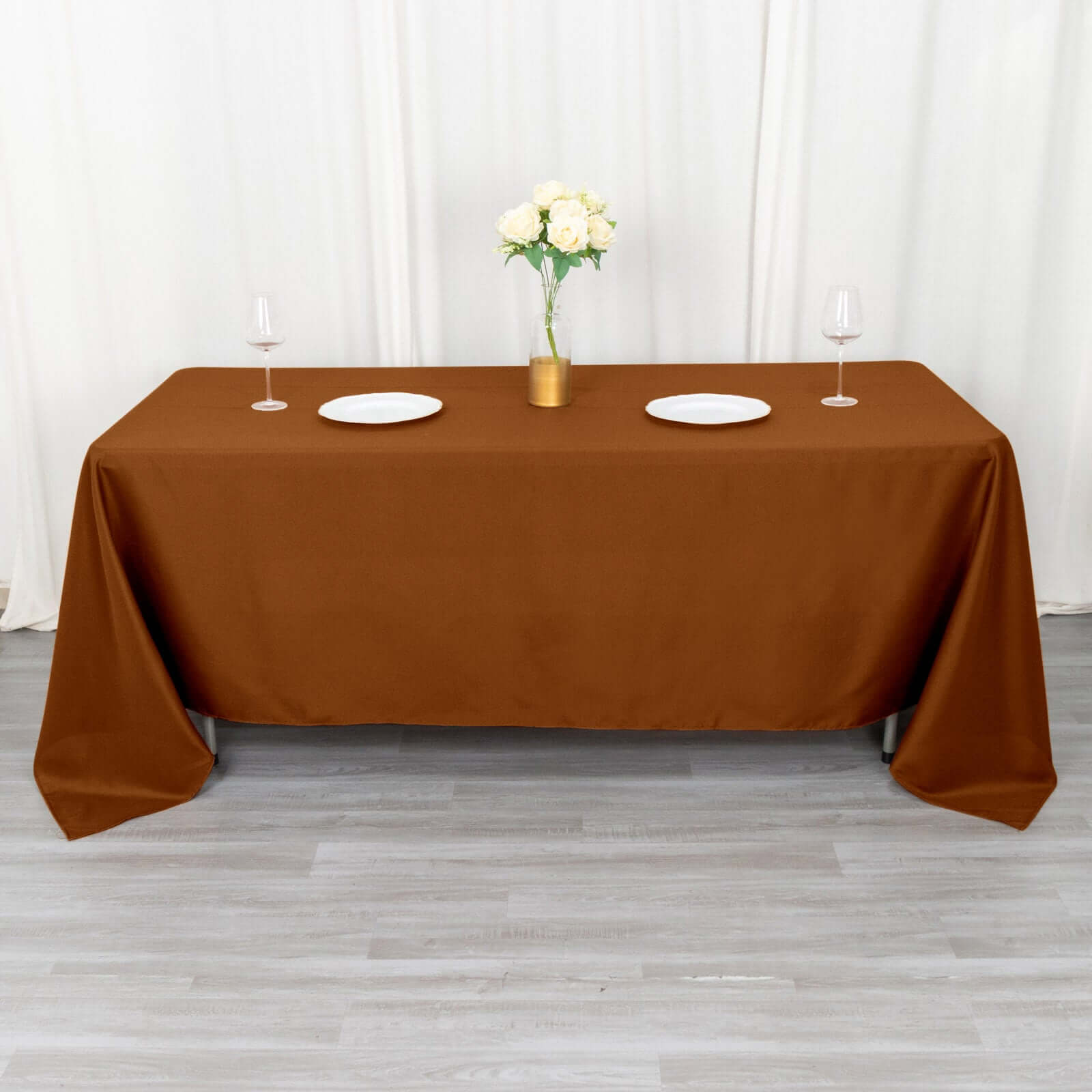 Stylish & Durable Cinnamon Brown Polyester 72x120 Rectangle Tablecloth