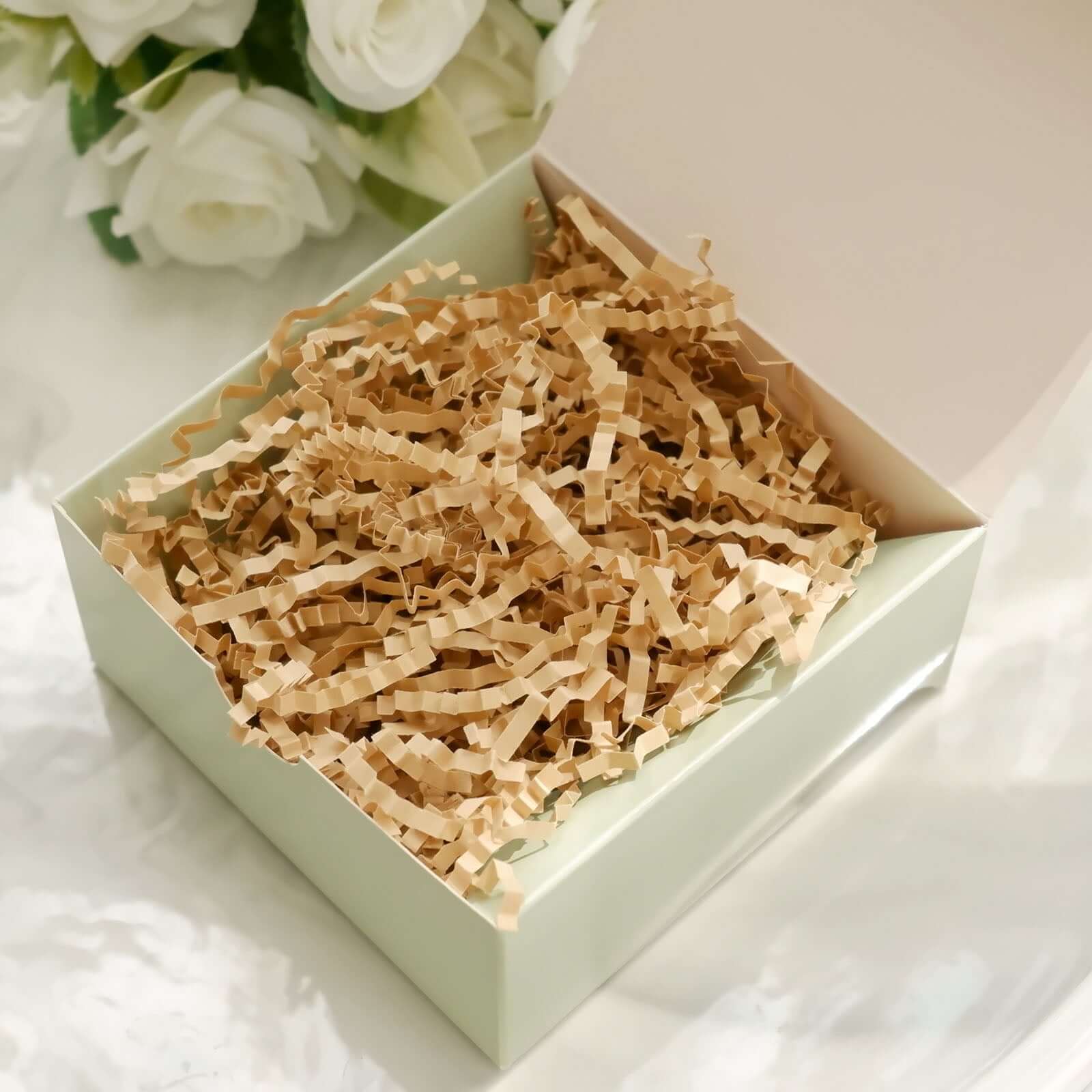 8oz 3mm Natural Brown Crinkle Cut Kraft Paper Shred for Gift Baskets