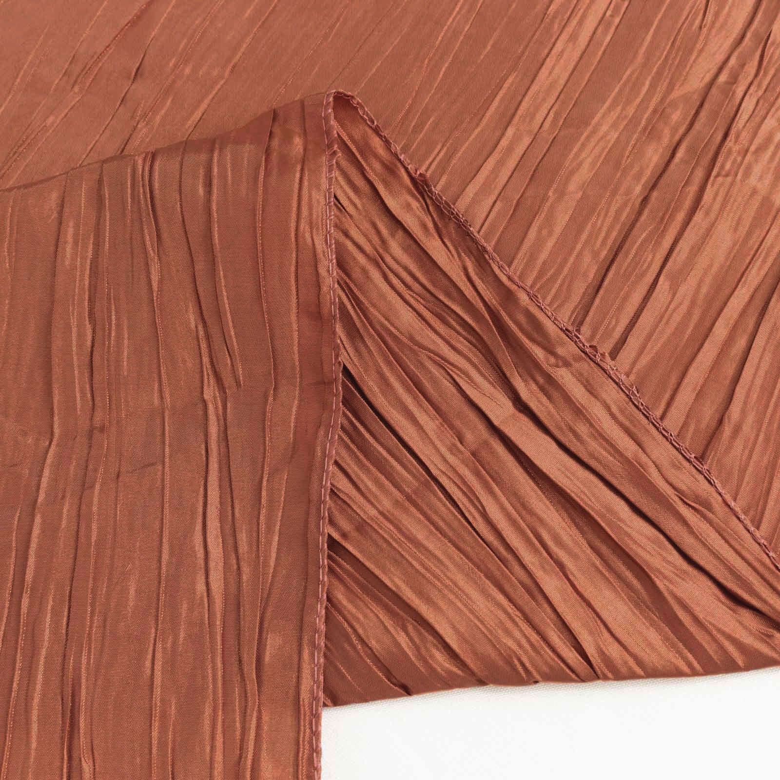 Hot! 90x90 Square Terracotta (Rust) Accordion Crinkle Taffeta Table Overlay