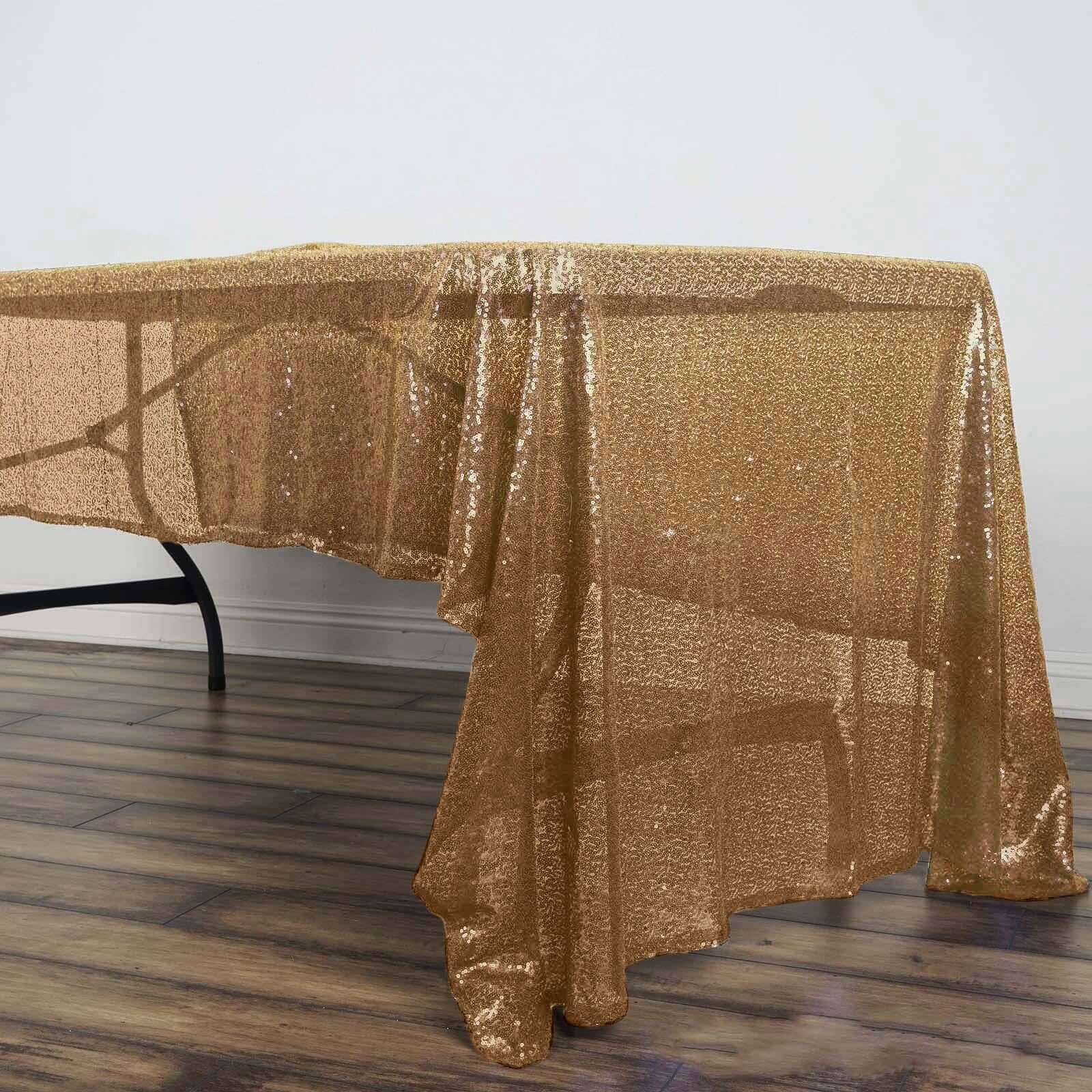 Gold Sequin Rectangle Tablecloth (60x126) - Sparkling for Festive Celebrations