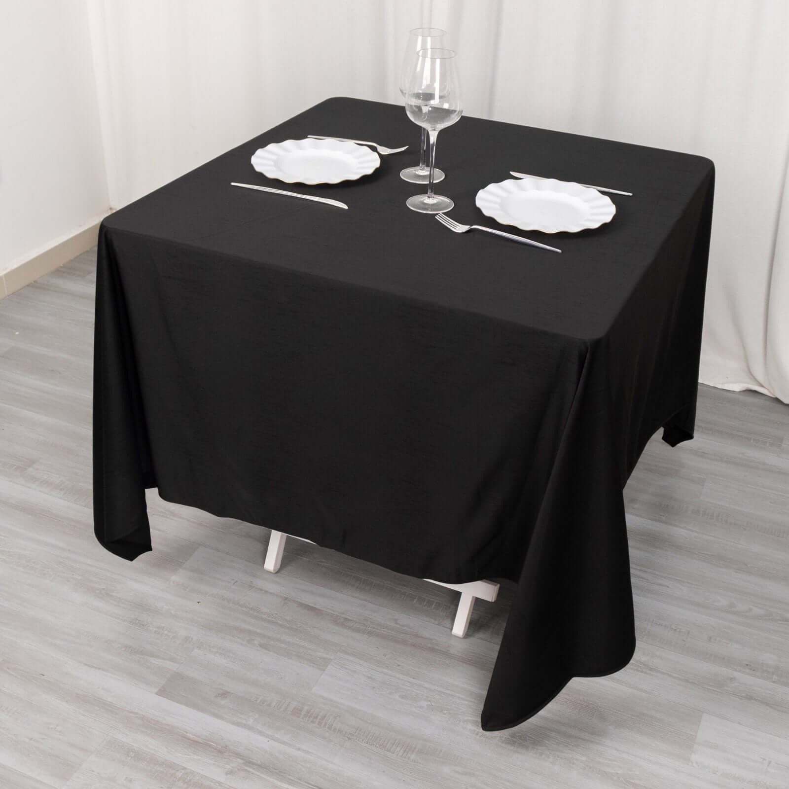 Exclusive Premium Black 70x70 Scuba Polyester Wrinkle-Free & Stain-Resistant Square Tablecloth