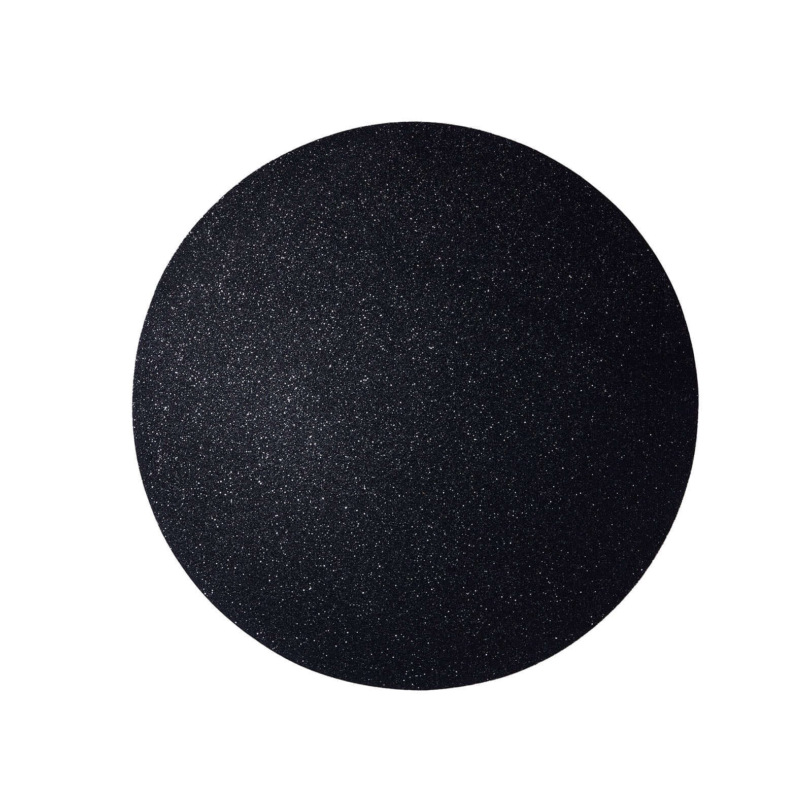 6-Piece Set of Non-Slip Black Glitter Round Placemats, 13 Inches