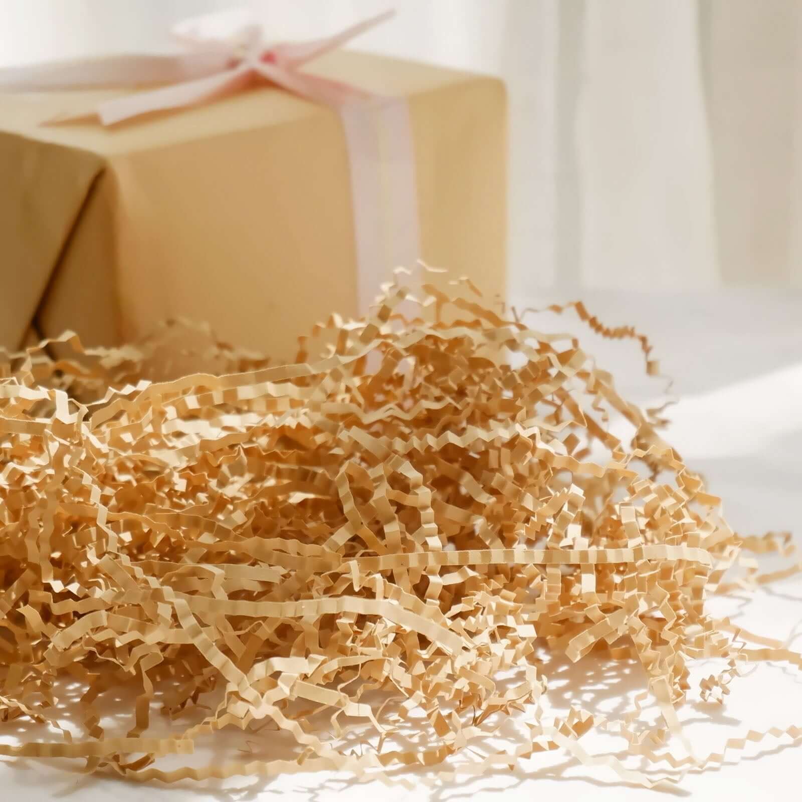 8oz 3mm Natural Brown Crinkle Cut Kraft Paper Shred for Gift Baskets