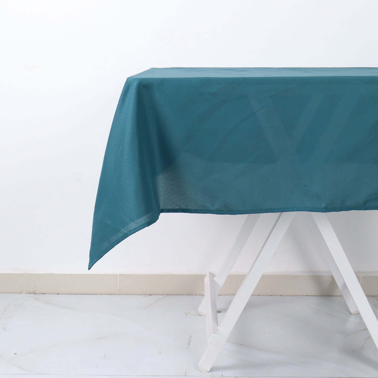 Wrinkle-Resistant & Durable 54x54 Polyester Square Tablecloth in Peacock Teal - Ideal for Events