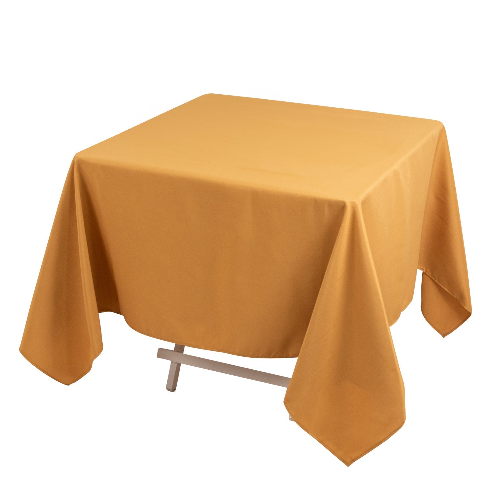 Hot Sale! 220GSM Wrinkle-Resistant Gold 70x70 Premium Polyester Square Tablecloth for Stylish Gatherings