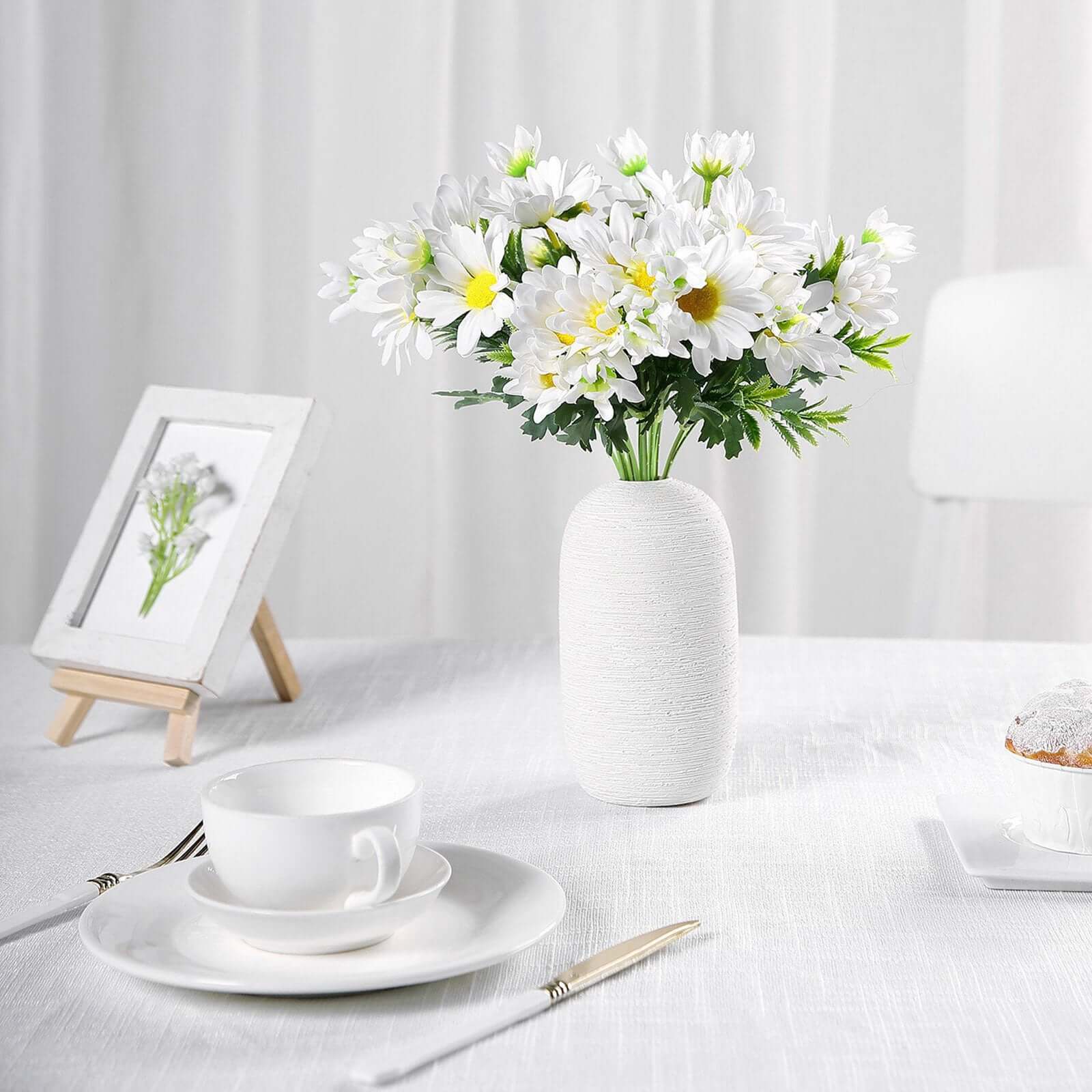 Get 4-Bush Bundle of 11" White Artificial Silk Daisy Flower Bouquets