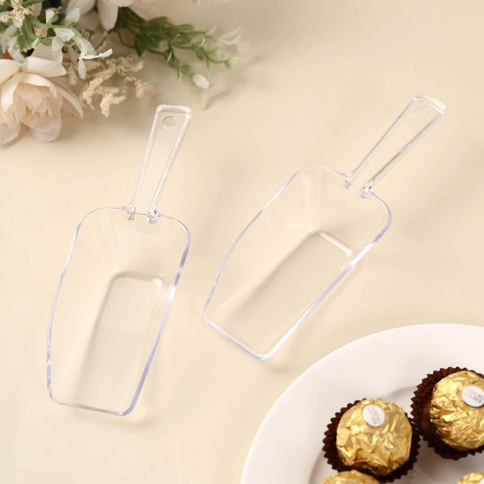 6-Pack Clear Plastic Disposable Candy Scoops for Bar and Buffet - Great Deal