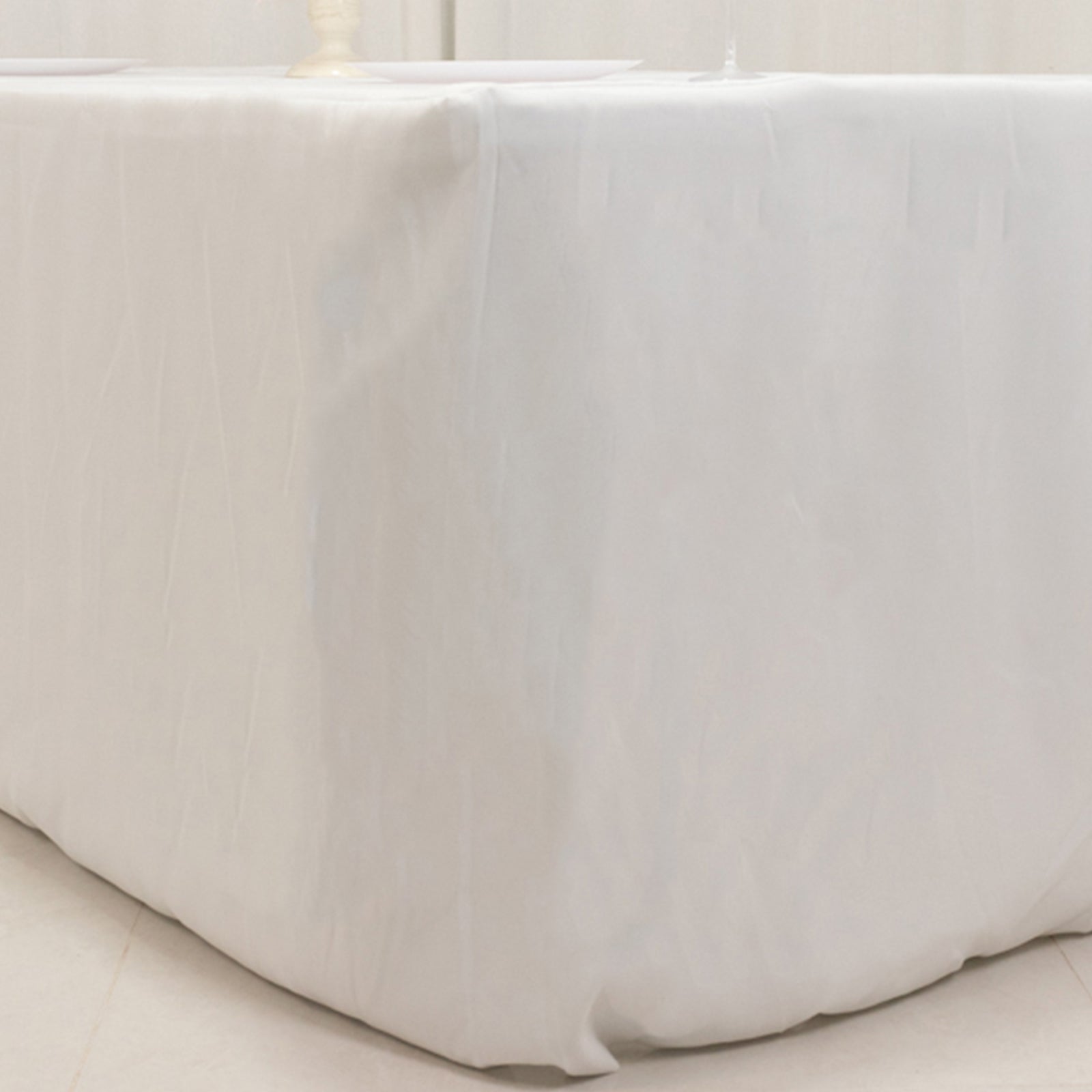Exclusive 6ft White Polyester Tablecloth - 220GSM, Durable for Trade Shows & Events