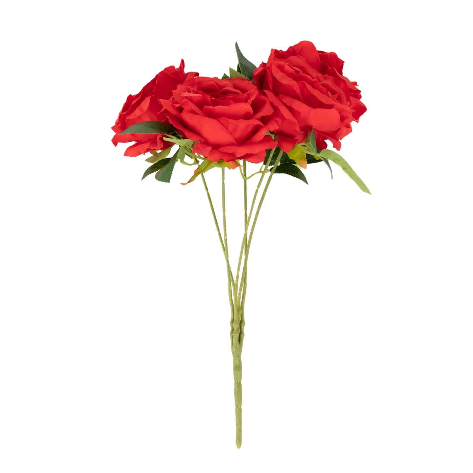 17-inch Red Premium Silk Jumbo Rose Flower Bouquet: 2 Bushes for Stunning Decor