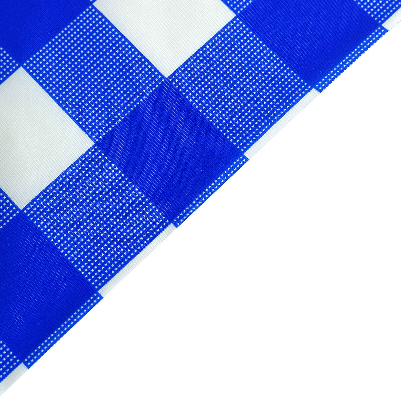5-Pack Royal Blue Checkered Plastic Table Covers - Durable & Disposable for Events, 54x108