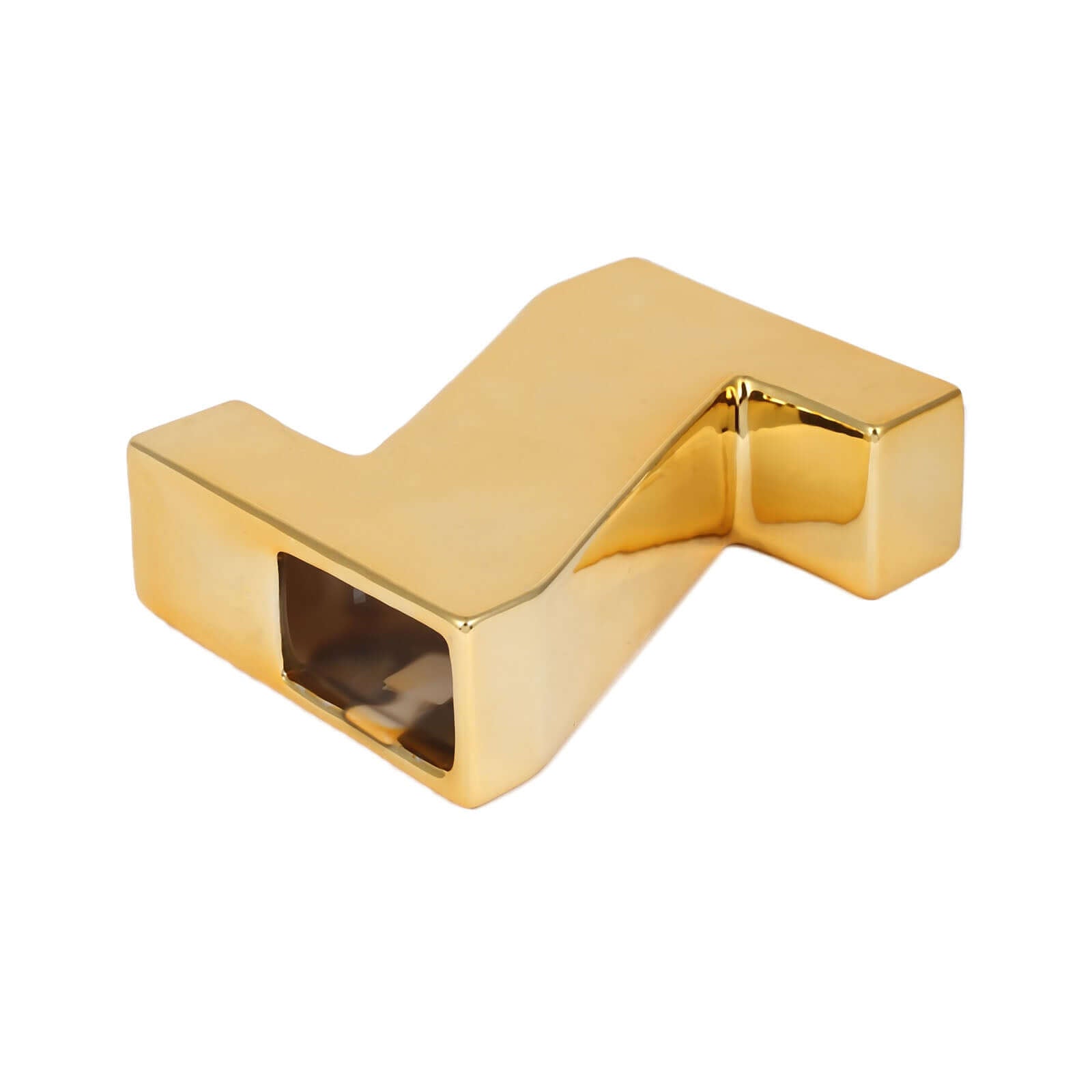 Gold Plated Shiny Ceramic Alphabet Letter Z Vase - Ideal Chic Bud Planter for Events and Decor