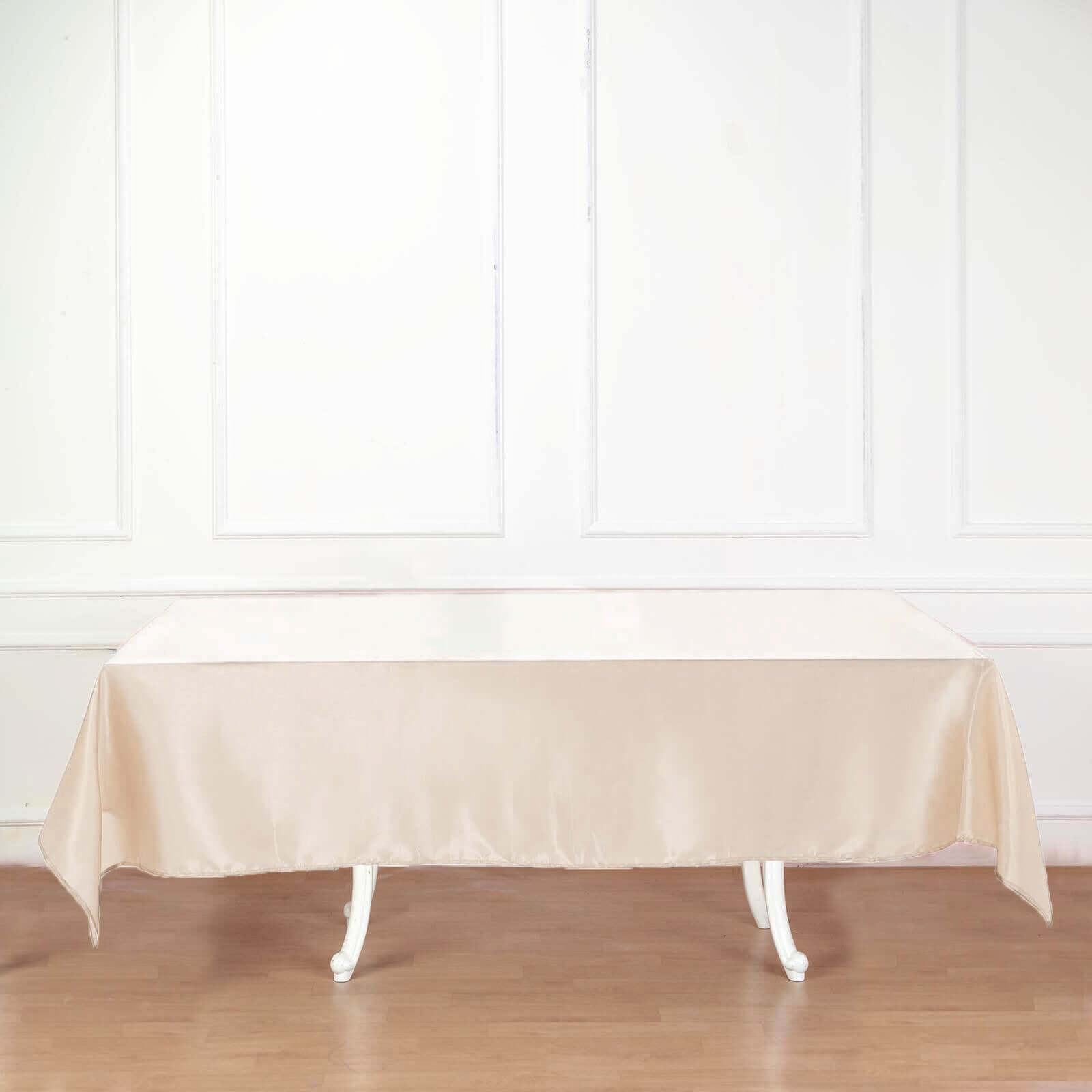 Premium Beige Satin Rectangular Tablecloth (60x102) - Smooth, Lustrous & Stain-Resistant