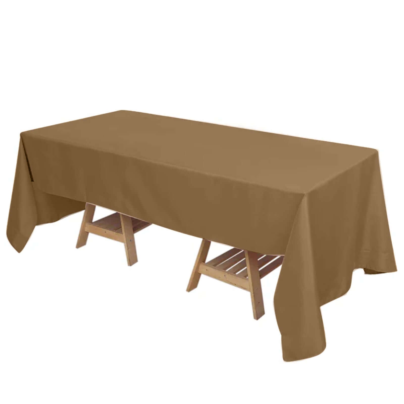 Durable and Stylish 72x120 Taupe Polyester Rectangle Tablecloth