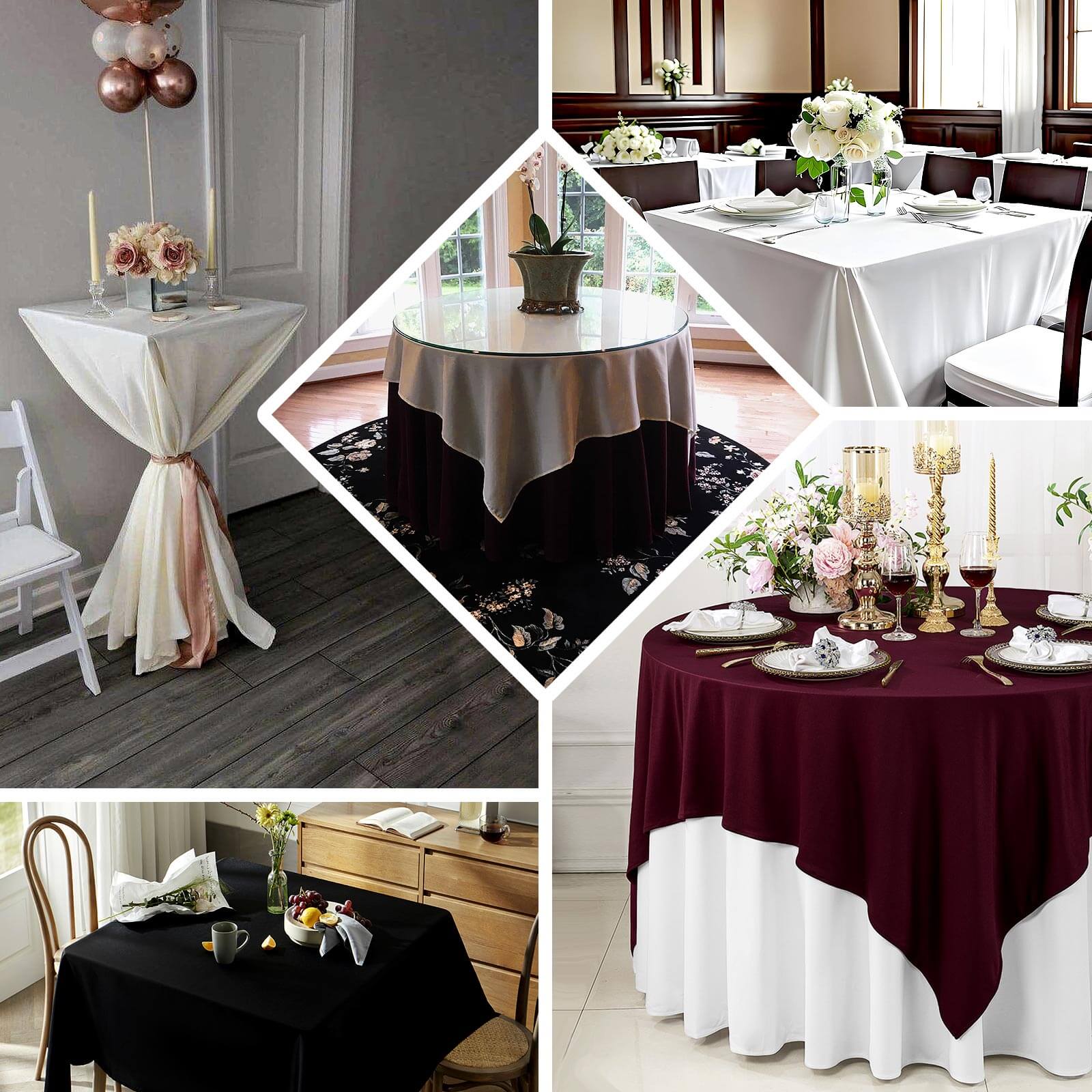 Premium White 70x70 Scuba Polyester Tablecloth - Wrinkle & Stain Free for Weddings & Banquets