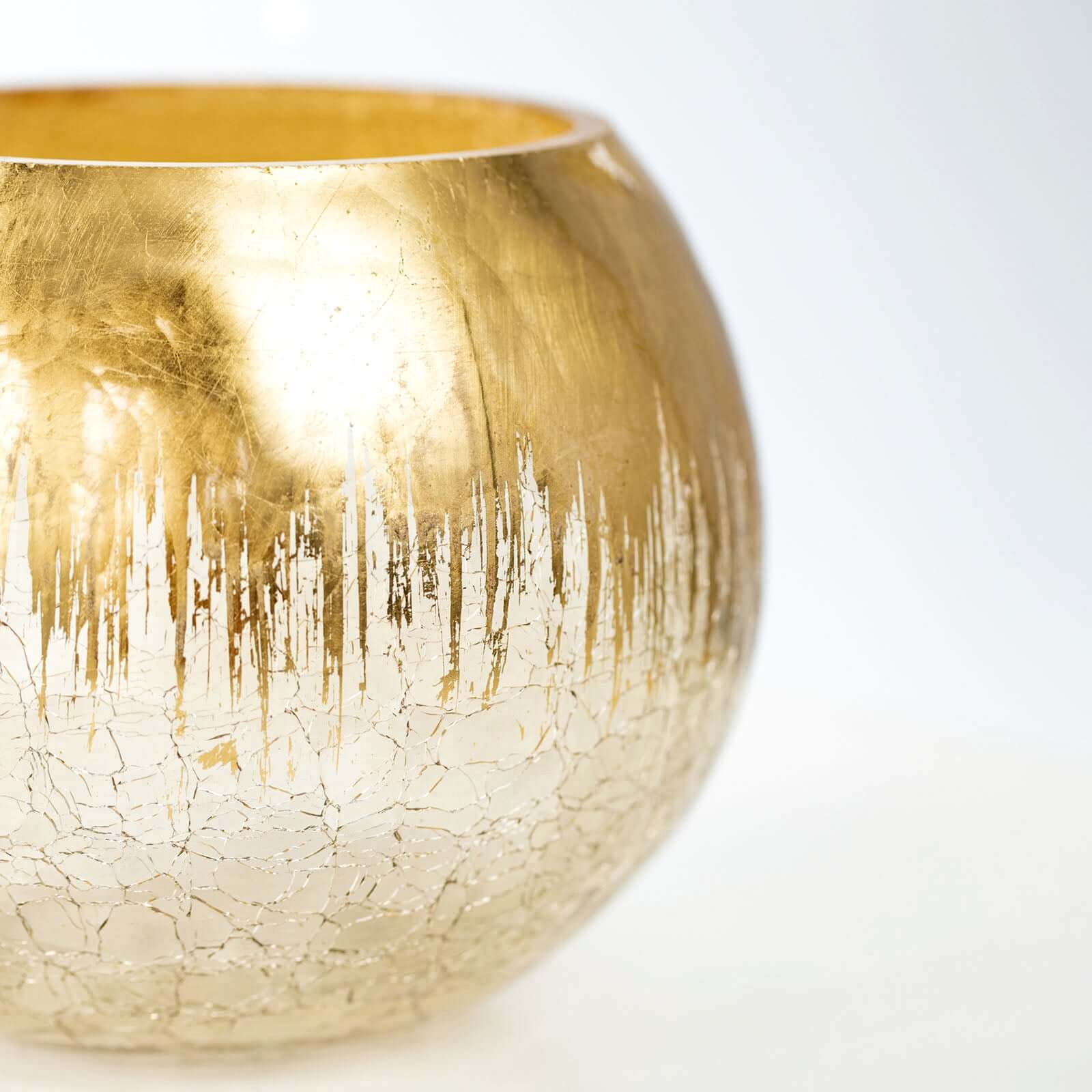 Stylish Gold Foiled Crackle Glass Flower Vase - Ideal Centerpiece for Events, 4.5