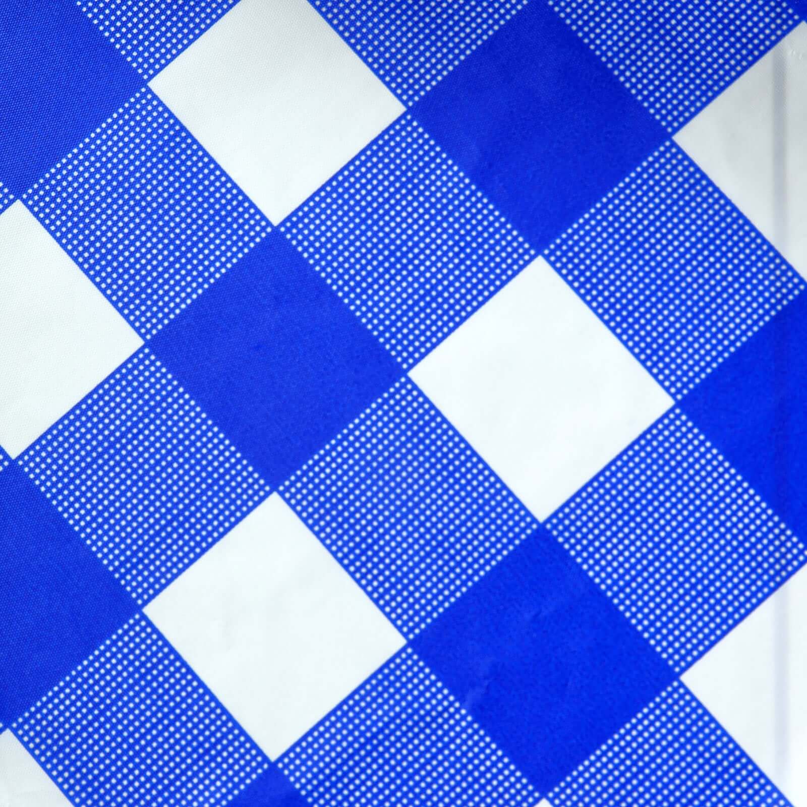 5-Pack Royal Blue Checkered Plastic Table Covers - Durable & Disposable for Events, 54x108
