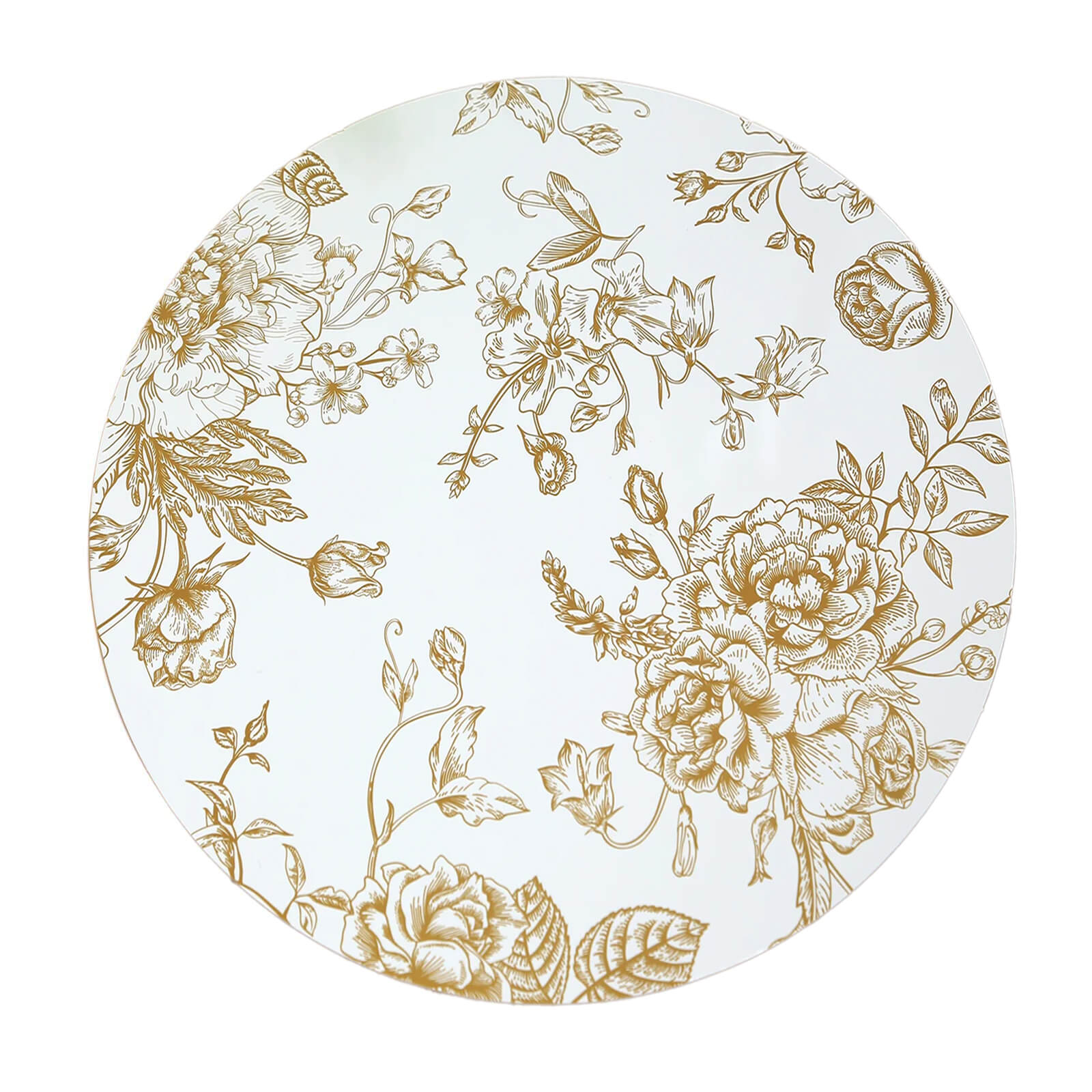 6-Piece Disposable White/Gold French Toile Print Cardboard Placemats, 13-Inch