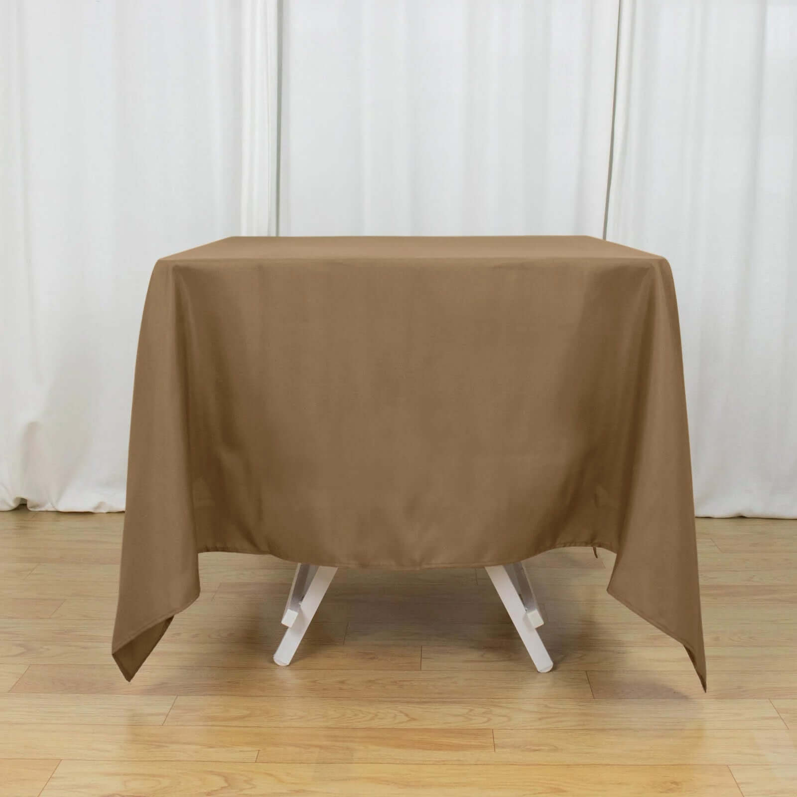 Wrinkle-Resistant & Durable 70x70 Polyester Square Tablecloth in Taupe - Ideal for Various Events