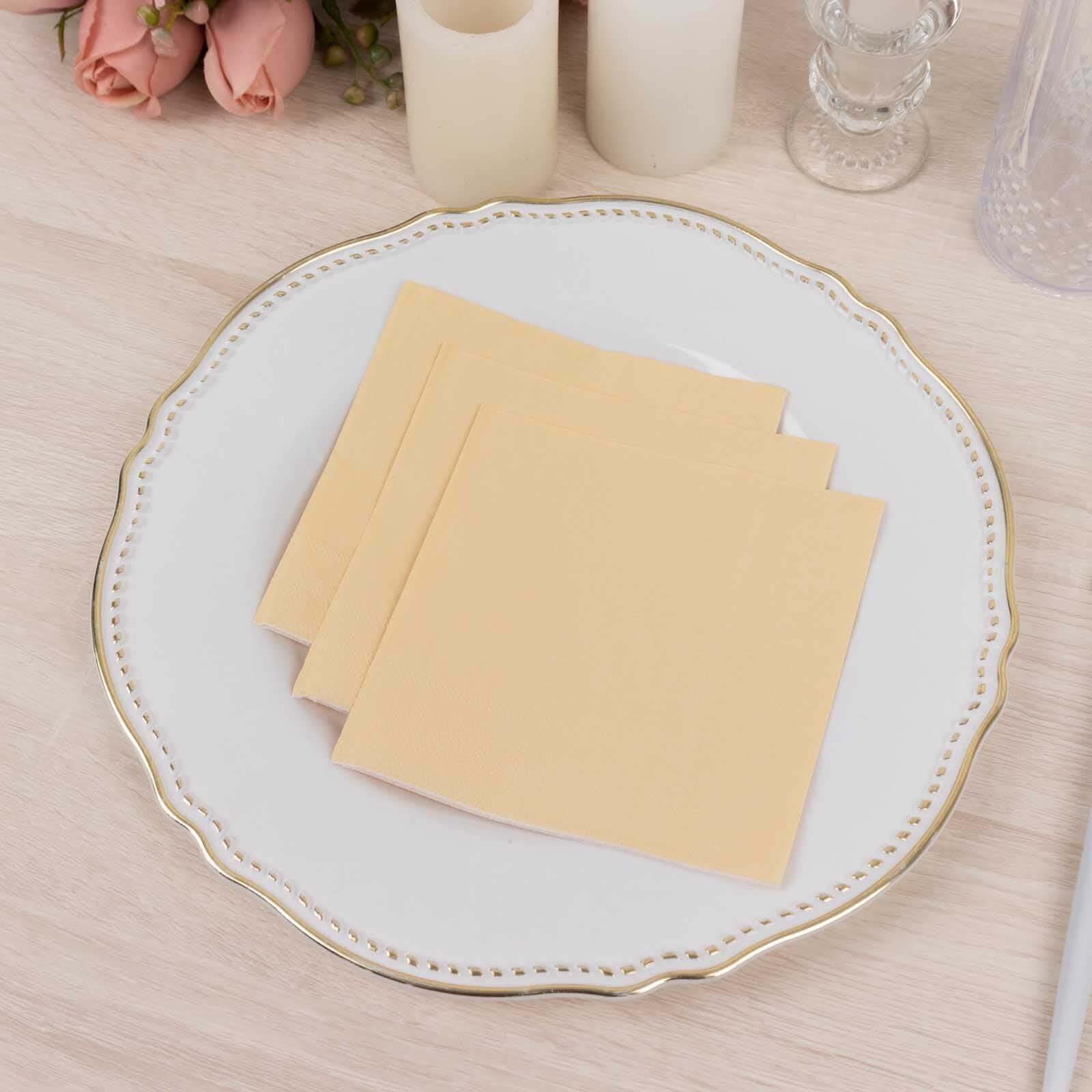 Great Deal! 50-Pack of 2-Ply Disposable Beige Paper Cocktail Napkins, 18GSM, 5x5
