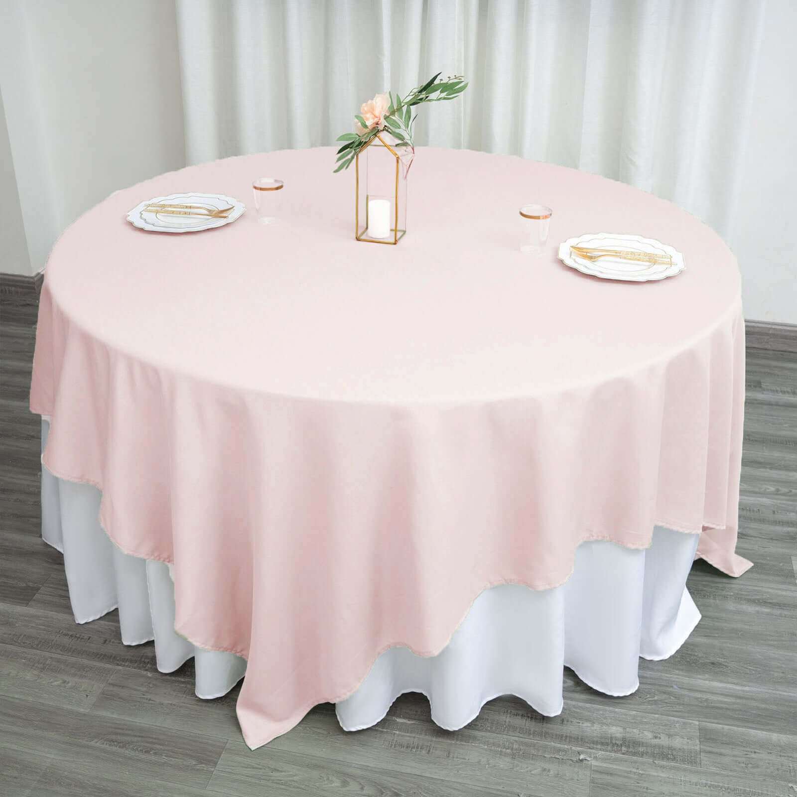 Blush 90x90 Wrinkle-Resistant & Durable Polyester Square Table Overlay