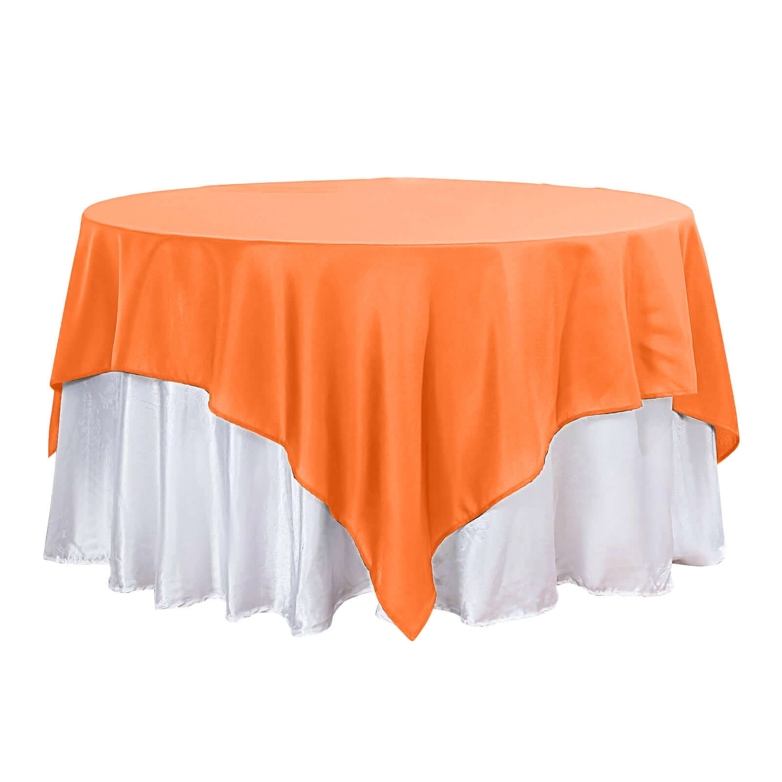 Orange 90x90 Square Polyester Table Overlay - Durable & Wrinkle-Resistant Table Cover