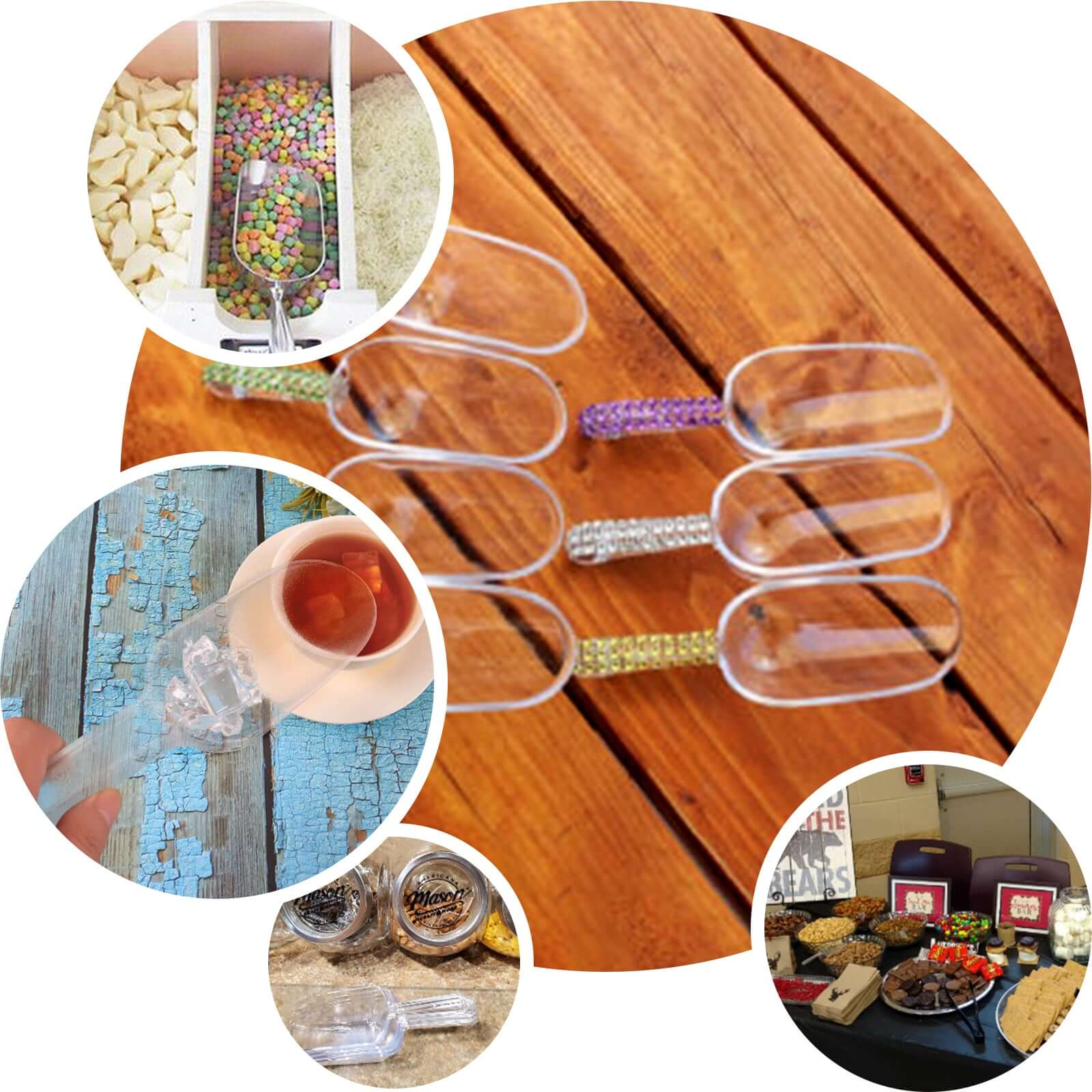 6-Pack Clear Plastic Disposable Candy Scoops for Bar and Buffet - Great Deal