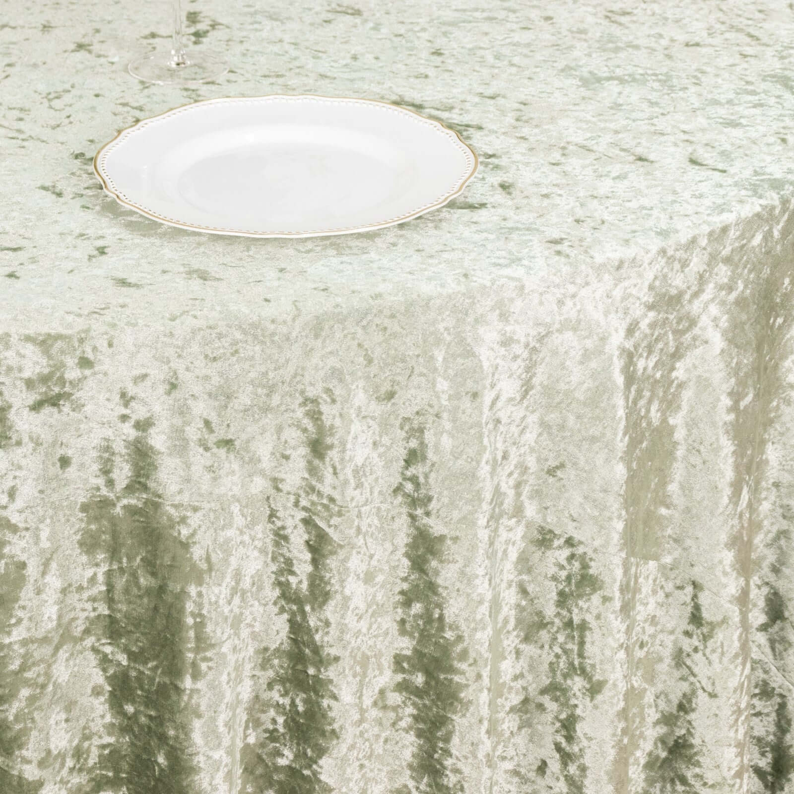 Sage Green 90x90 Square Accordion Crinkle Taffeta Table Overlay