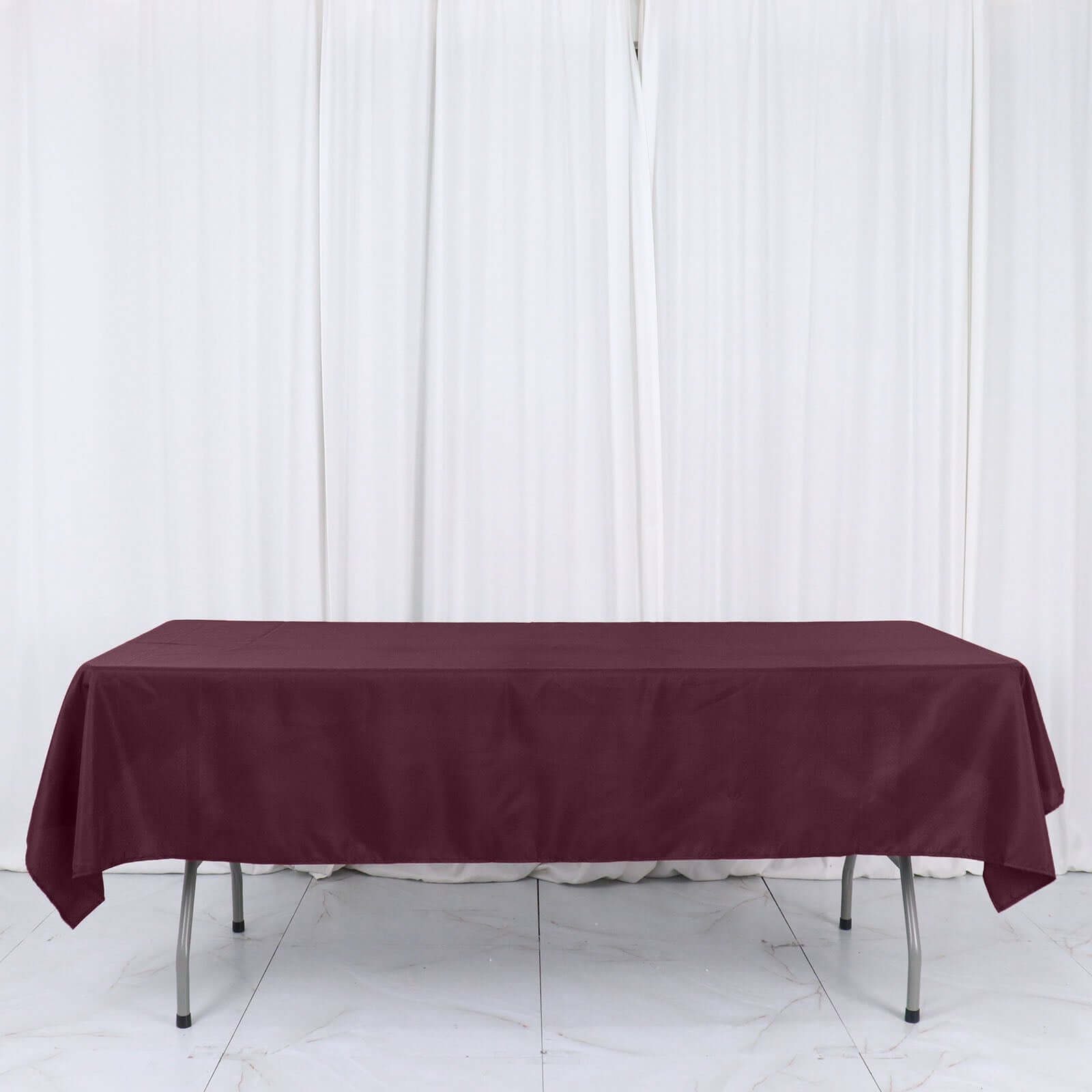 Exclusive Burgundy 54x96 Polyester Wrinkle-Resistant Tablecloth - Easy Care