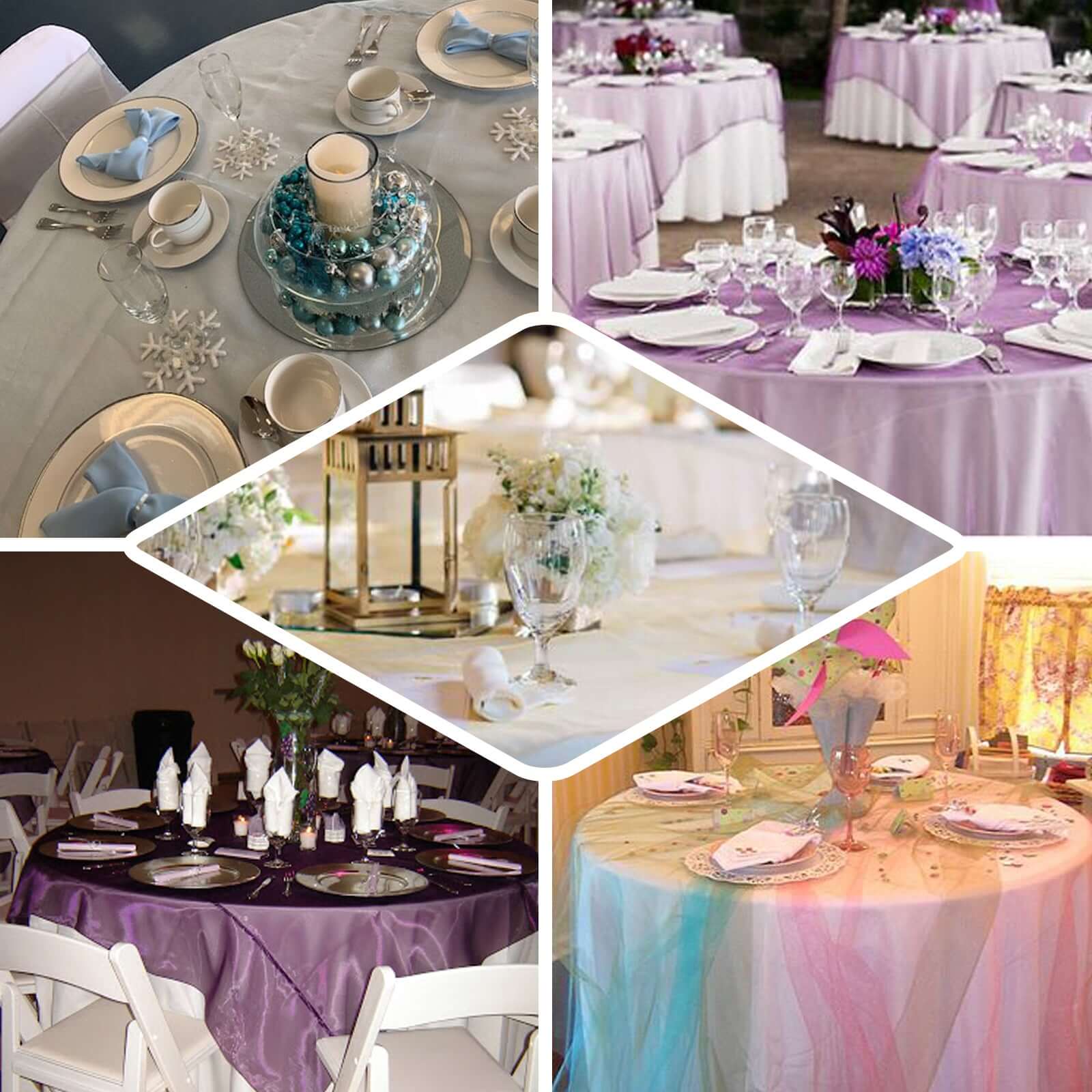 Hot! Light Blue Organza 72x72 Square Table Overlay - Sheer Table Cover