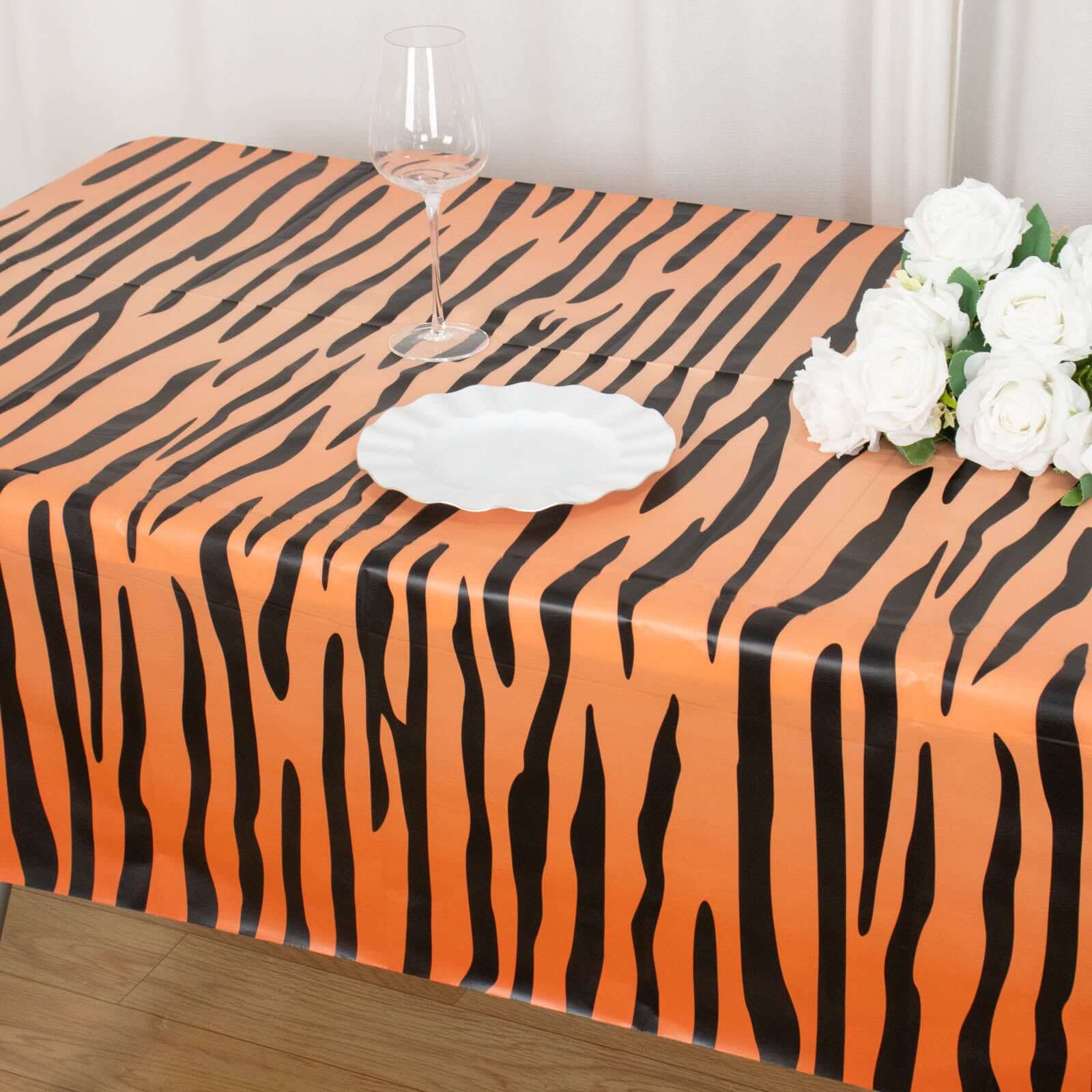 5-Pack Disposable PVC Animal Theme Rectangle Table Covers - Perfect for Safari Parties