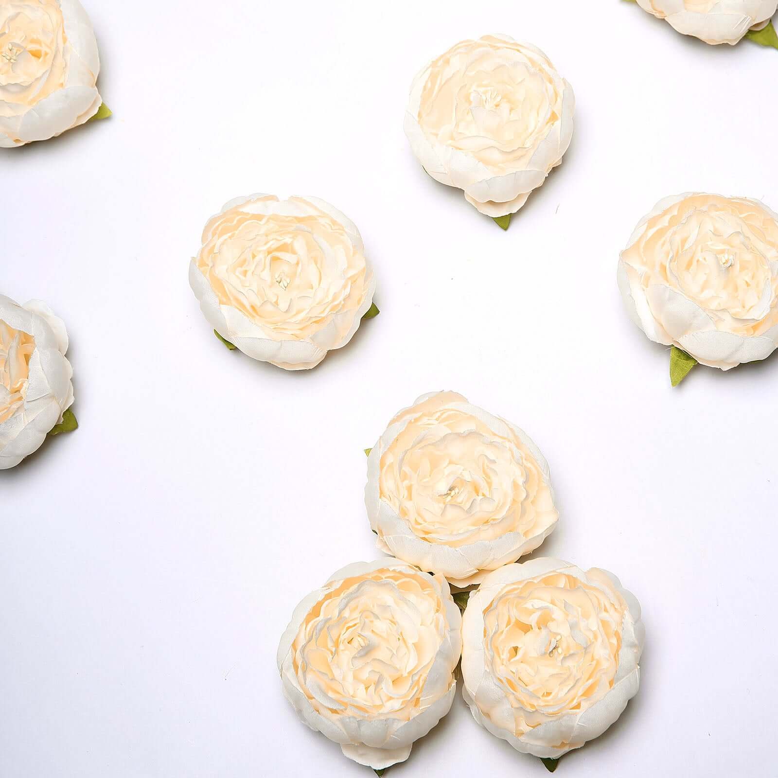 10-Pack Beige Artificial Peony Flower Heads - Ideal for DIY and Events