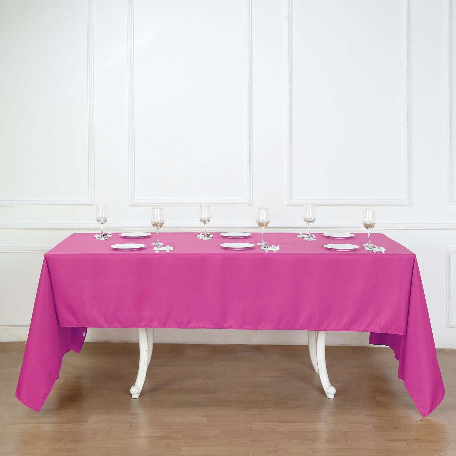 Wrinkle-Resistant 60x126 Rectangle Fuchsia Polyester Table Cover