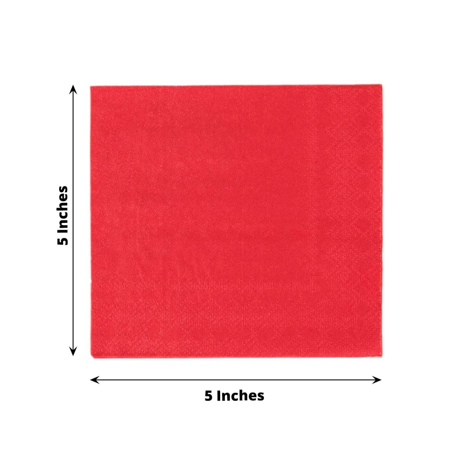 Great Deal! 50-Pack 2-Ply Disposable Red Paper Cocktail Beverage Napkins, 18GSM, 5x5