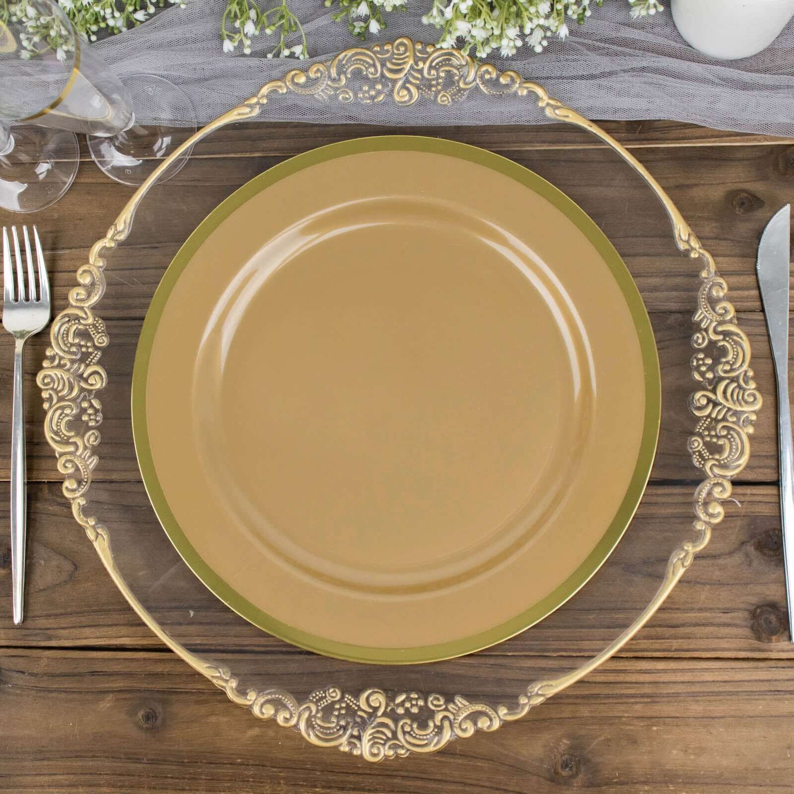 Hot Deal! 10-Pack Gold Plastic 10-Inch Disposable Dinner Plates for Special Events