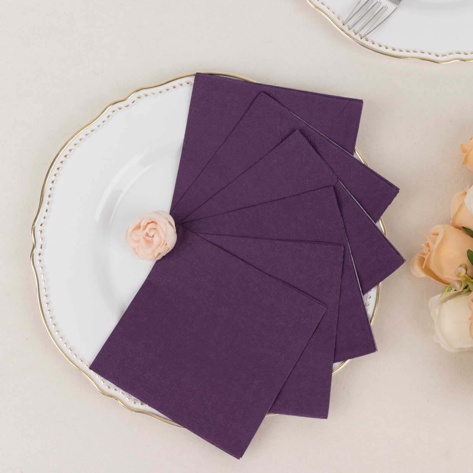 Hot Deal! 50-Pack Purple 2-Ply 18GSM Disposable Soft Cocktail Napkins, 5x5
