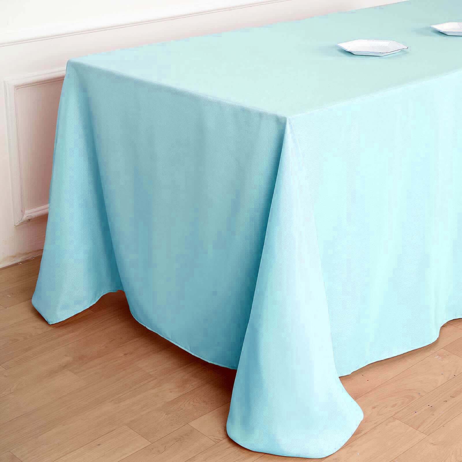 Hot! Light Blue Seamless Wrinkle-Resistant 90x132 Polyester Rectangle Tablecloth