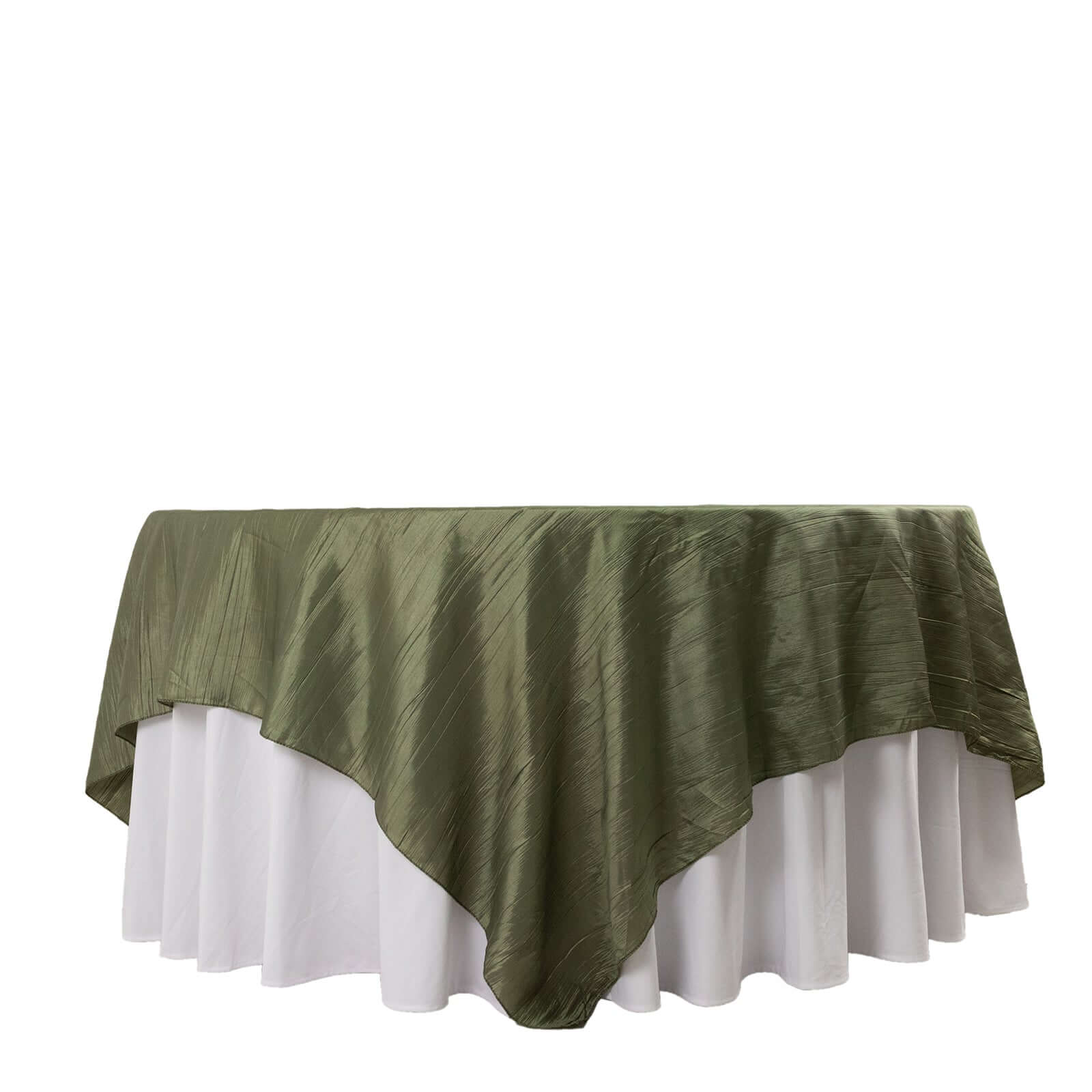 Hot! Dusty Sage Green 90x90 Square Accordion Crinkle Taffeta Table Overlay