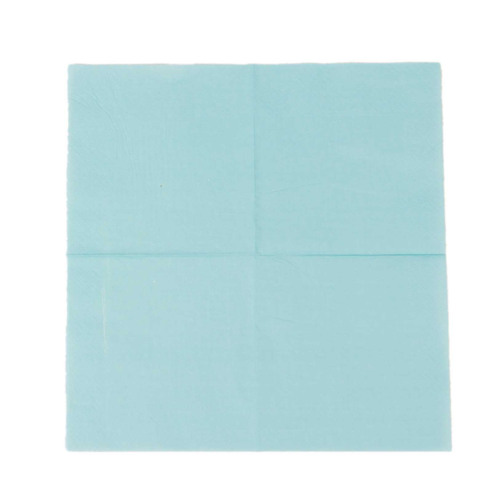 Blue 2-Ply Disposable Soft 18GSM 5x5 Cocktail Paper Beverage Napkins - 50 Pack