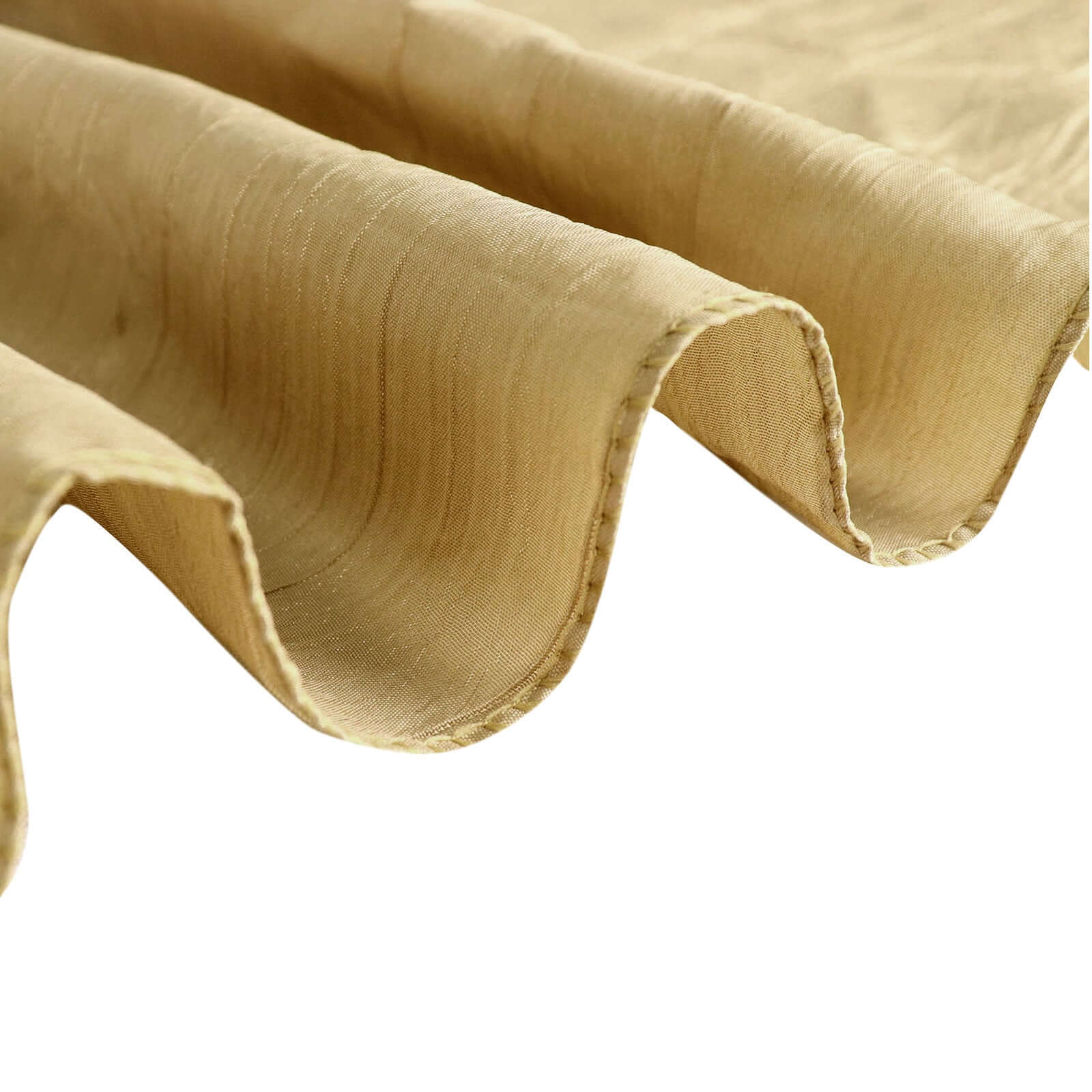 Gold Accordion Crinkle Design 72x72 Square Taffeta Table Overlay for Stylish Events