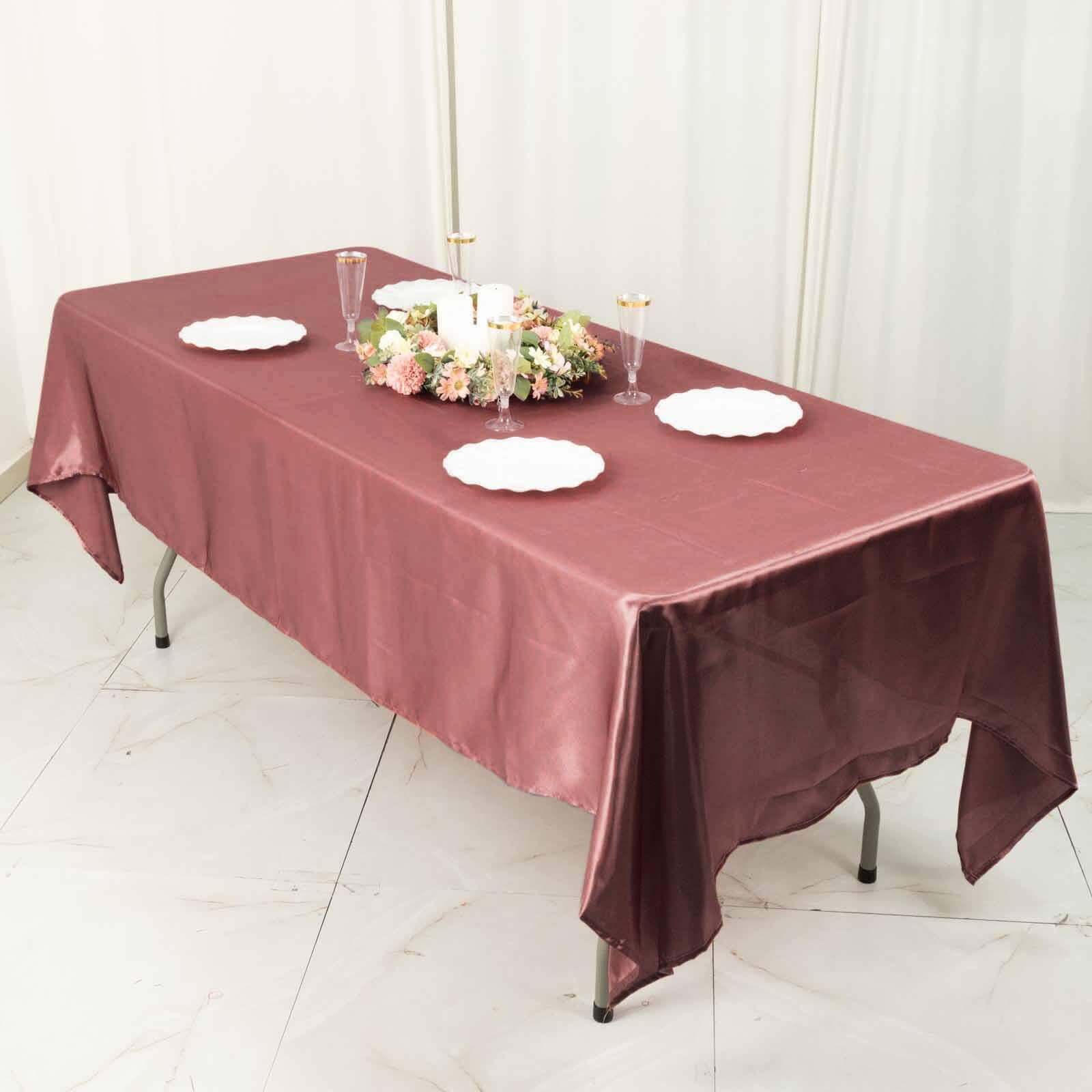 Hot Sale! Smooth and Lustrous Satin Table Cover in Cinnamon Rose, 60x102 Rectangular Tablecloth