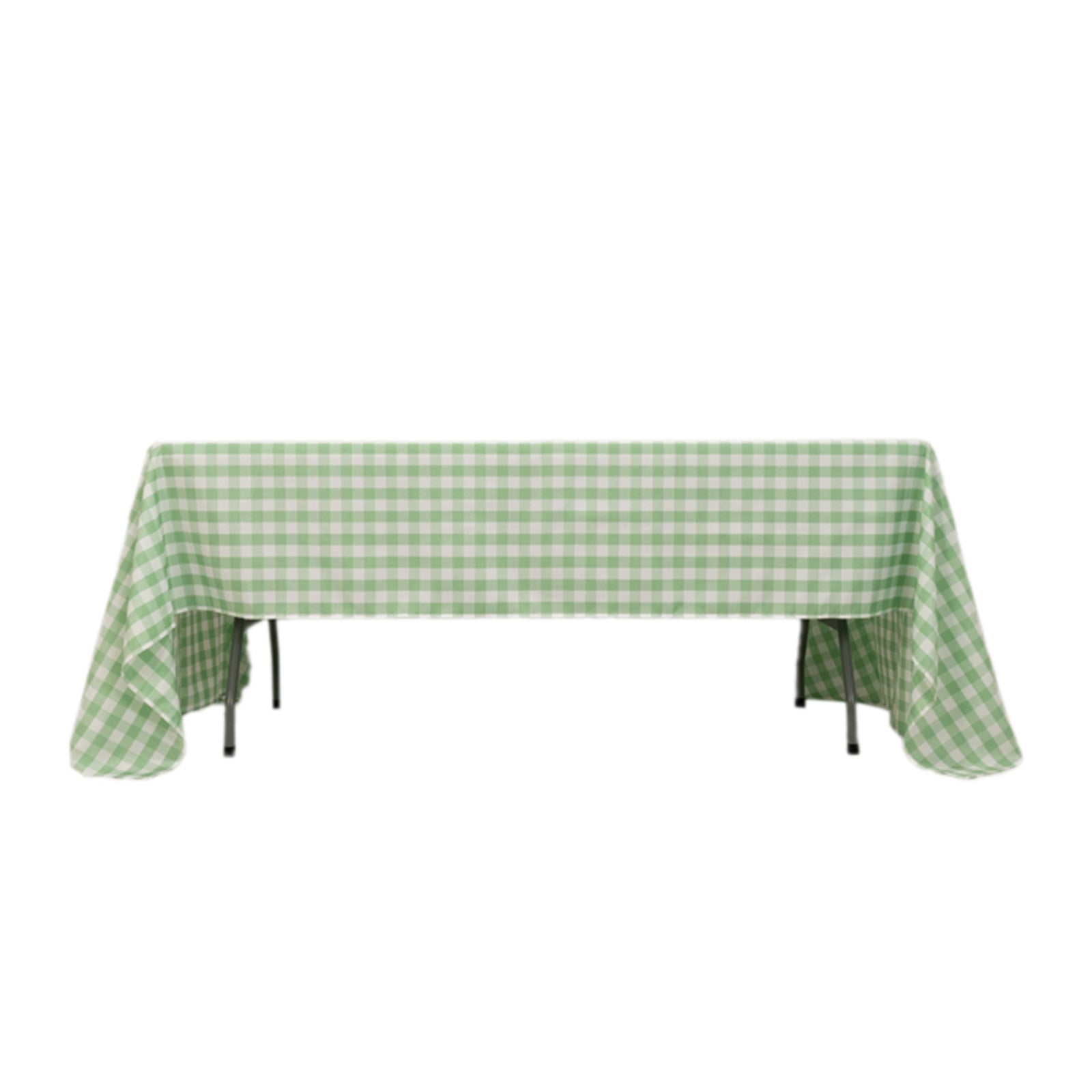 Hot! White/Sage Green Buffalo Plaid Polyester 60x126 Rectangle Tablecloth