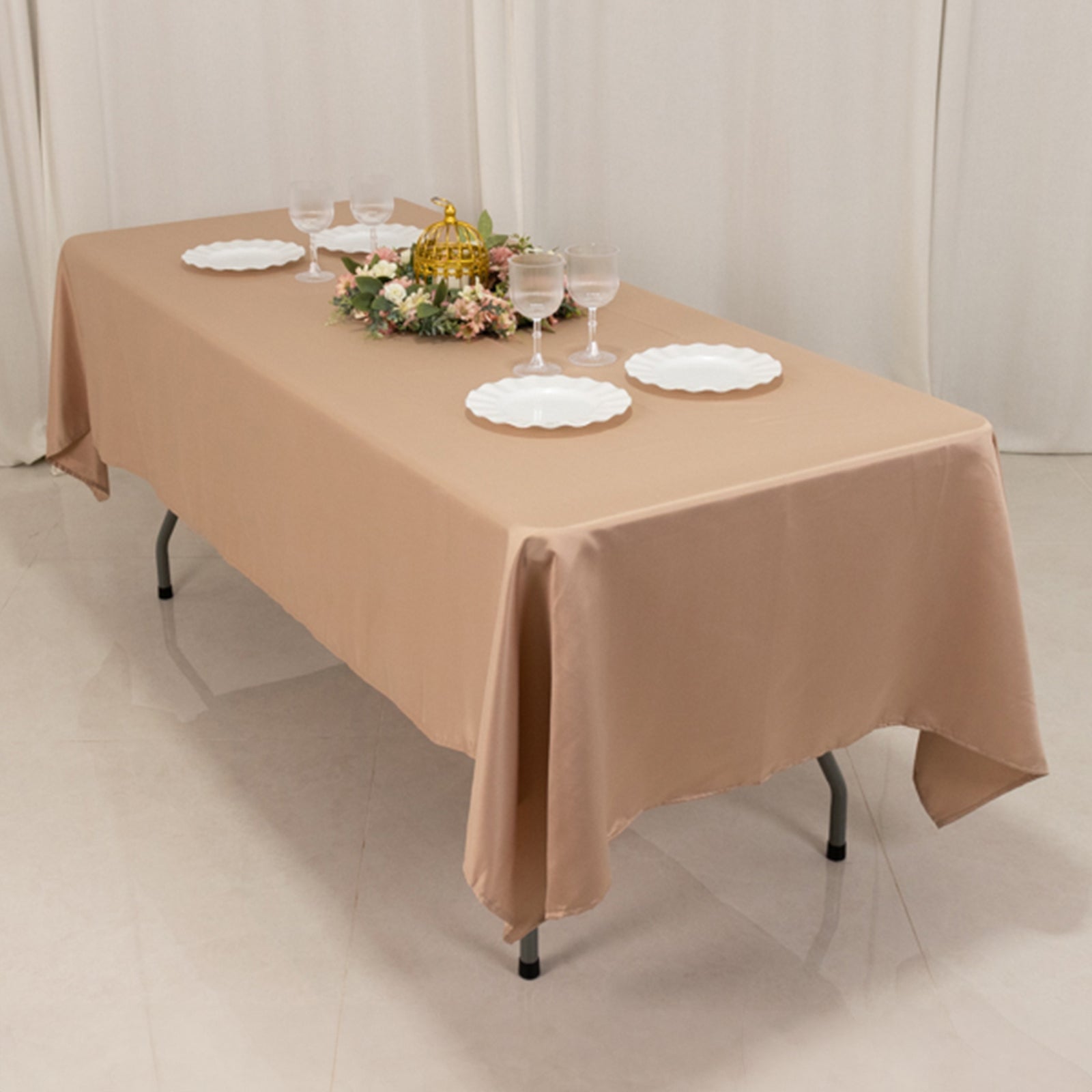 Nude Lamour Satin Rectangle Tablecloth (60x102) - Durable & Silky Soft