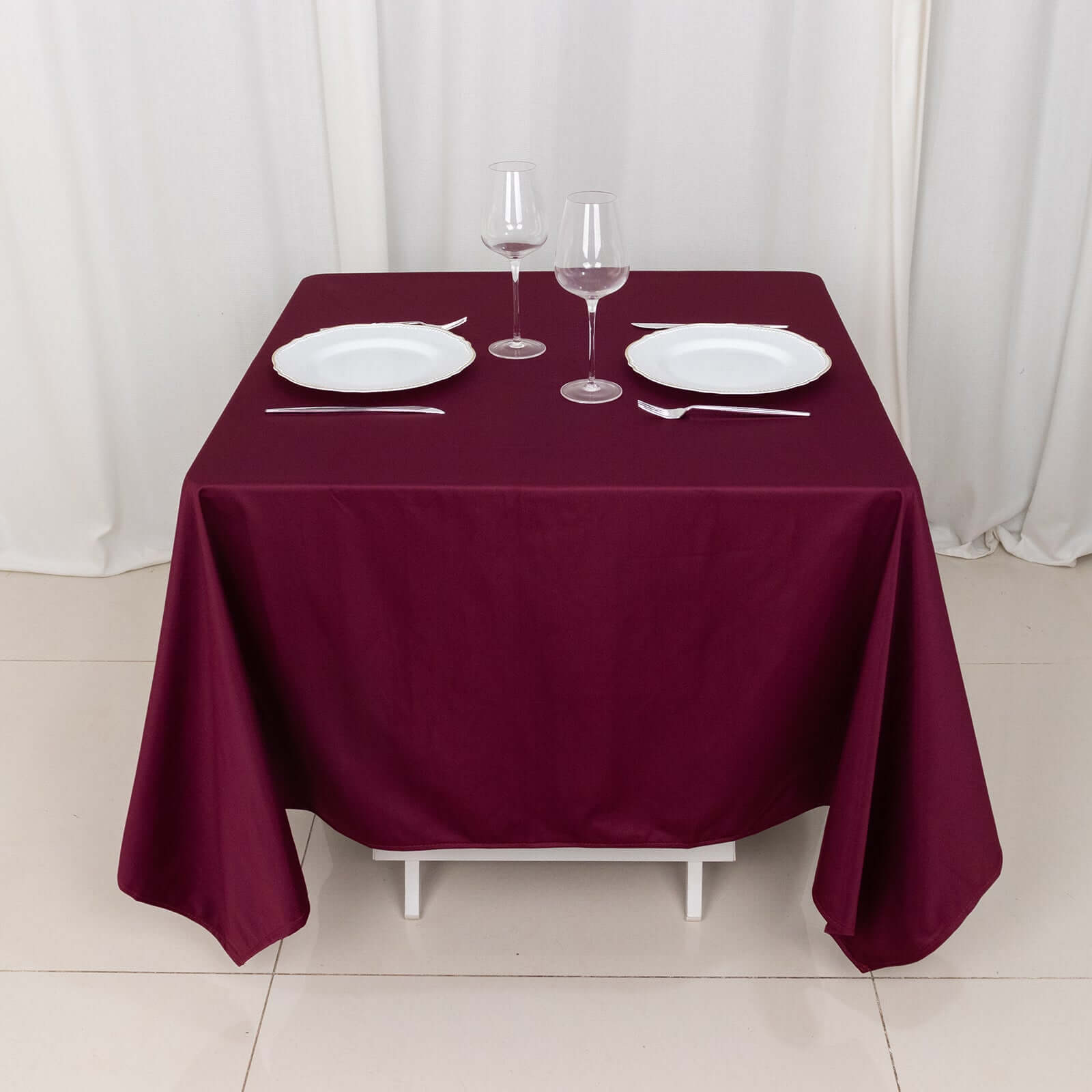 Burgundy 70x70 Premium Wrinkle-Free & Stain-Resistant Scuba Square Tablecloth