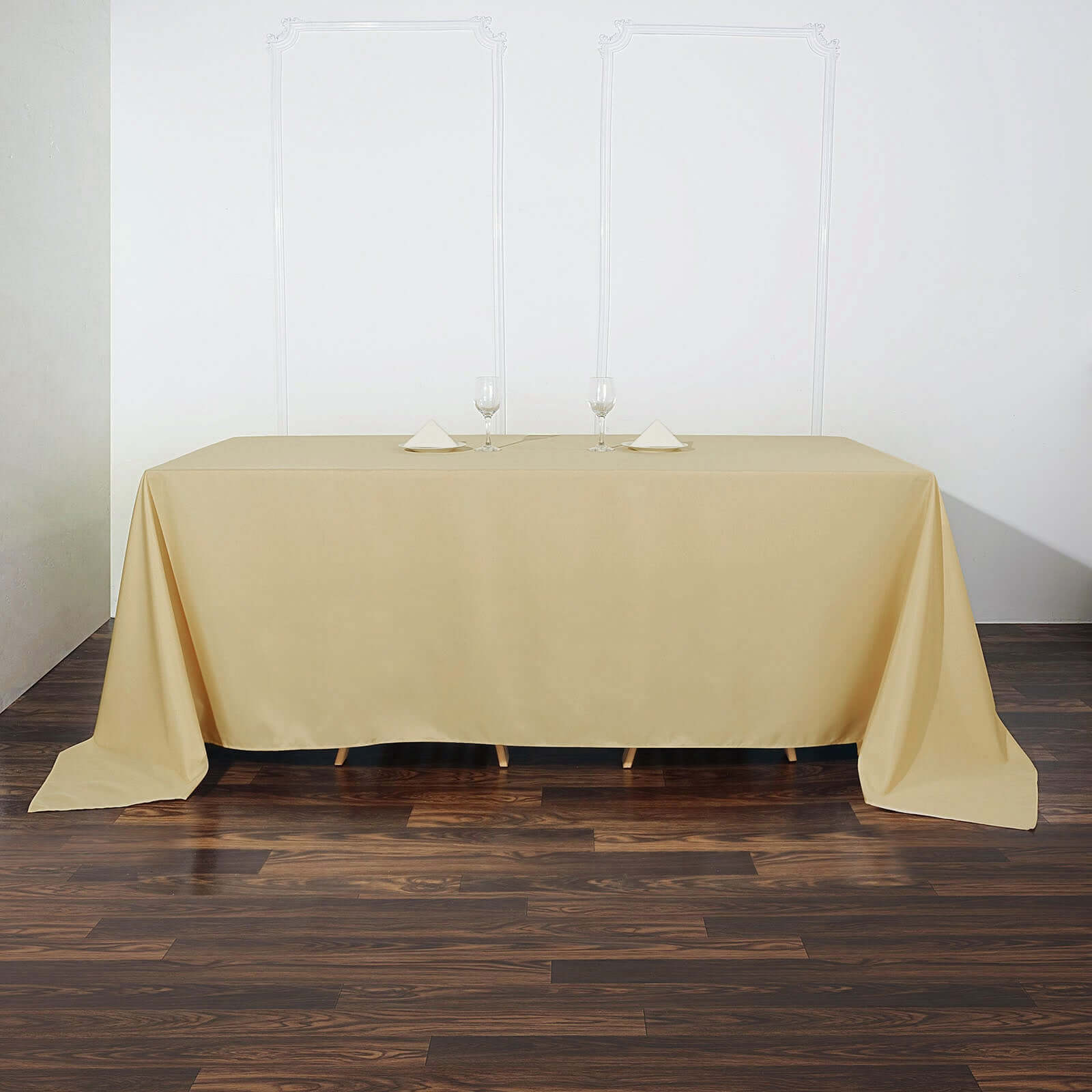 Champagne Seamless Wrinkle-Resistant Polyester Rectangle Tablecloth 90x132 - Ideal for Events