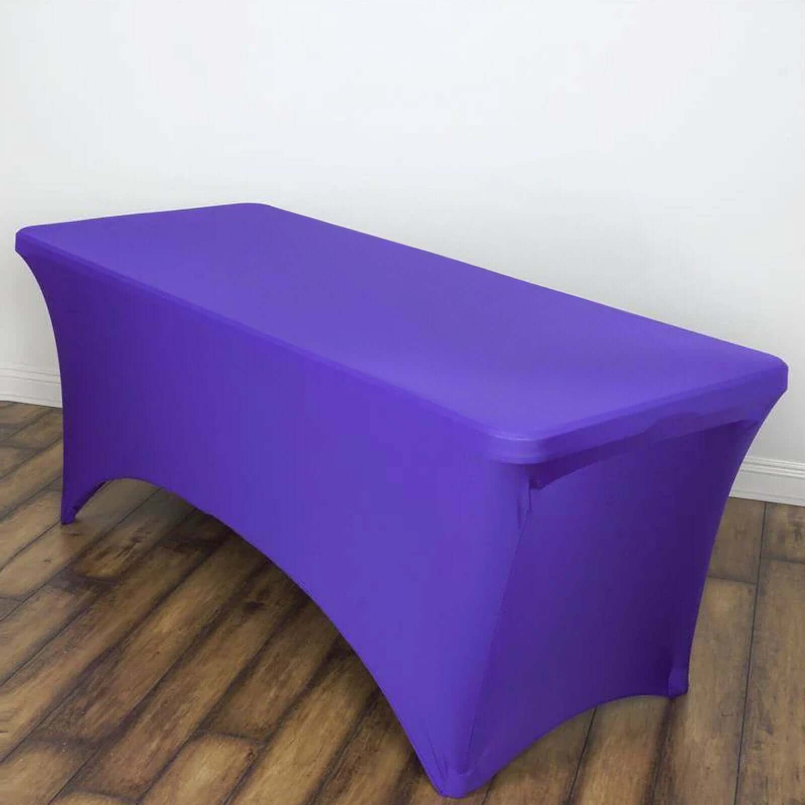 Premium Purple Stretch Spandex 6ft Rectangle Tablecloth - Durable & Form-Fitting
