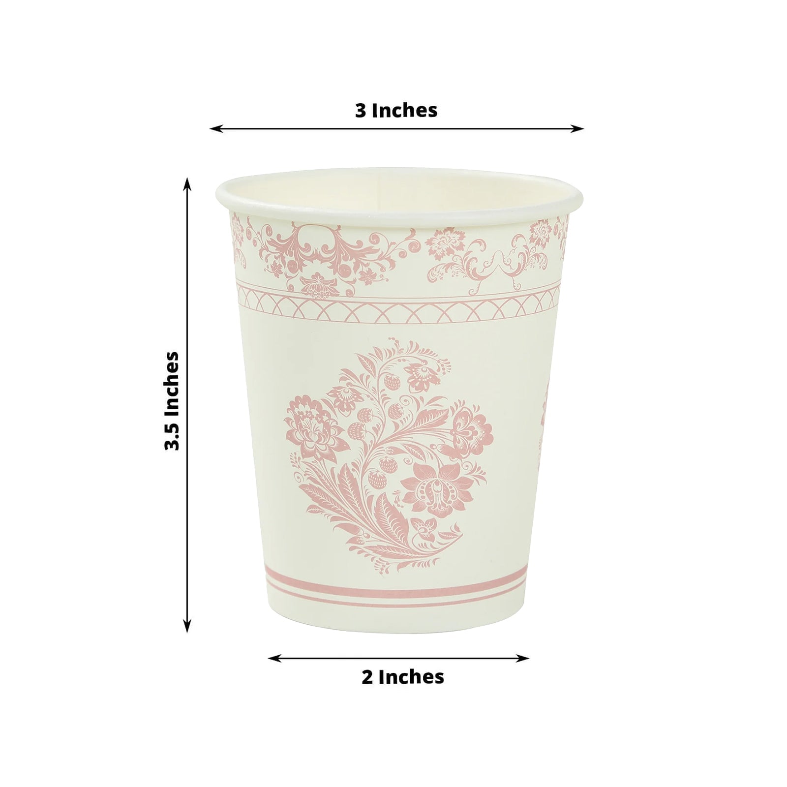 Hot Deal! 24-Pack 9oz Disposable Paper Party Cups in Elegant White Pink French Toile Pattern